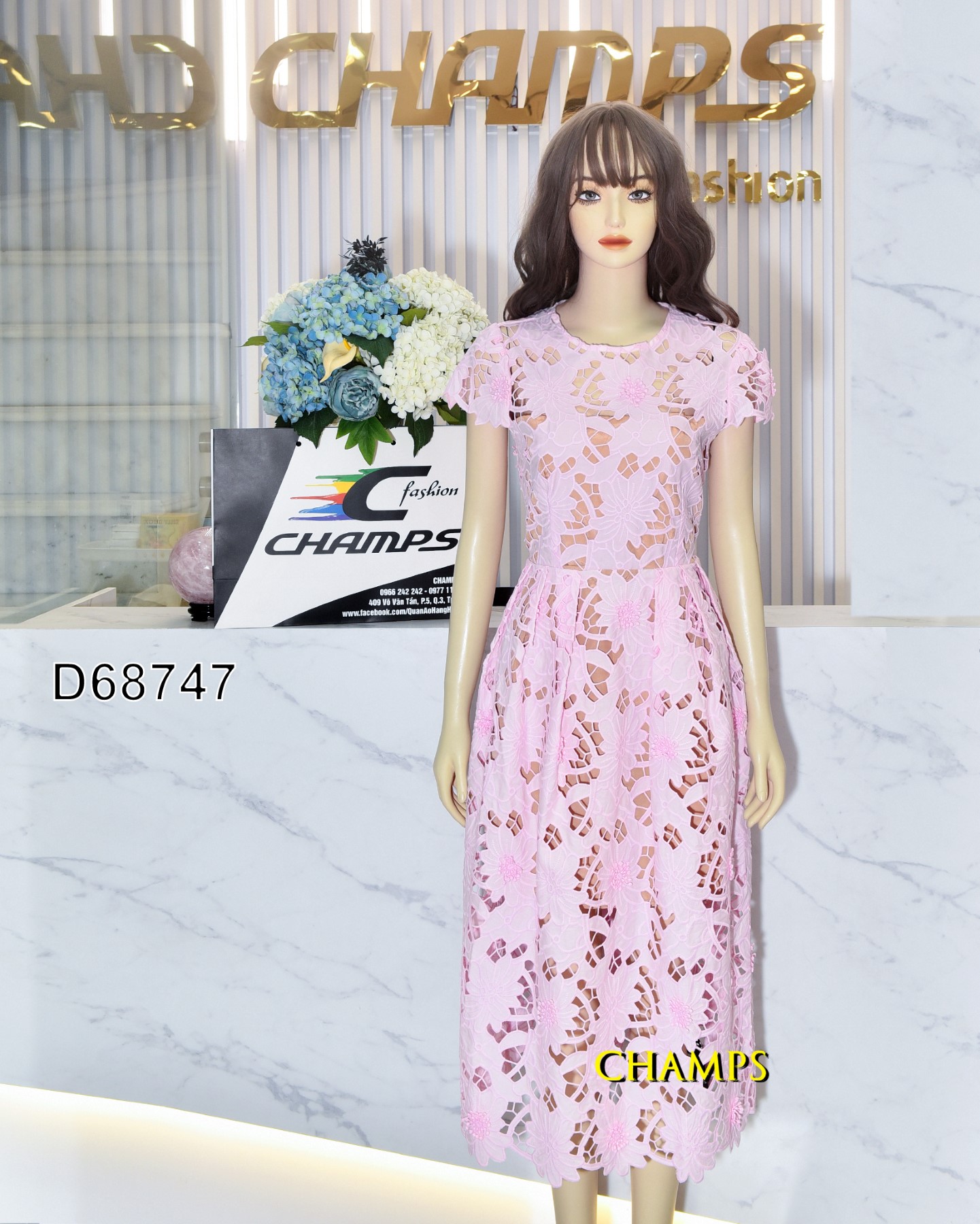 ĐẦM REN HỒNG DÀI 68747