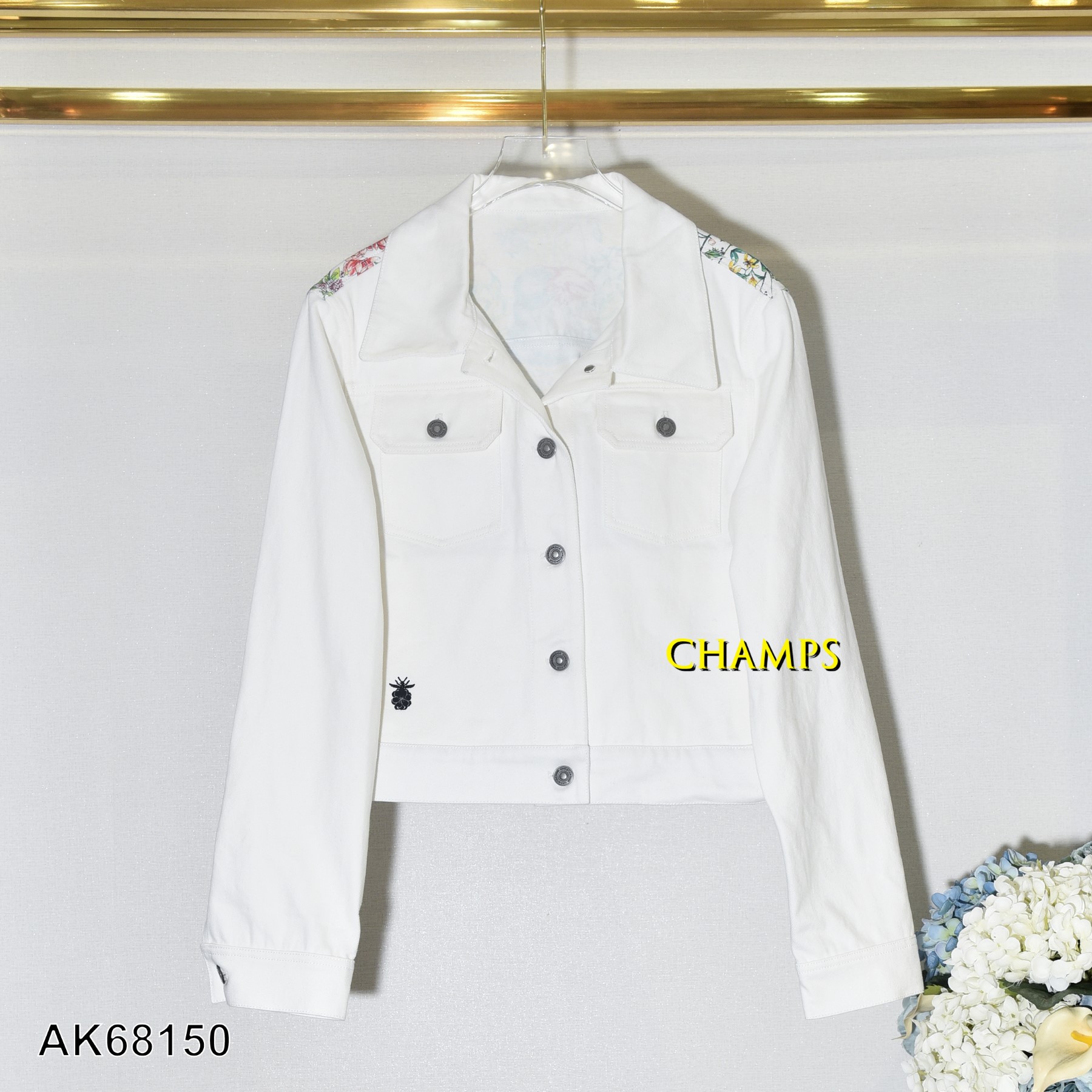 ÁO KHOÁC JEAN TRẮNG DIOR HOA VĂN SAU LUNG 68150