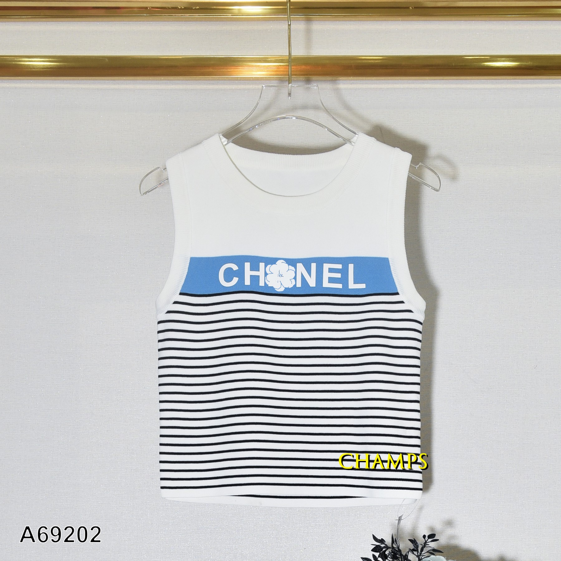 ÁO KẺ ĐEN TRẮNG CHANEL PHỐI XANH HỒNG 69202