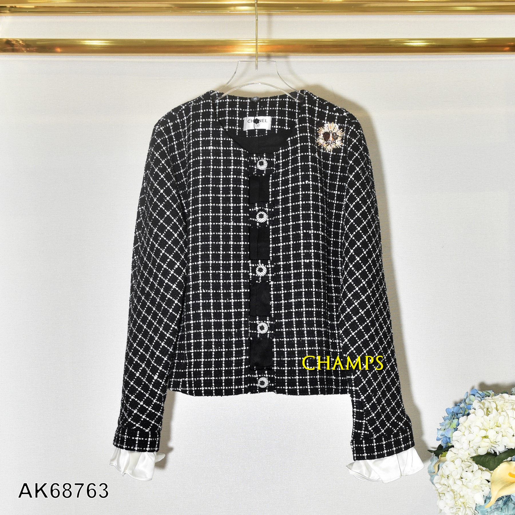 ÁO KHOÁC DẠ ĐEN CHANEL 68763