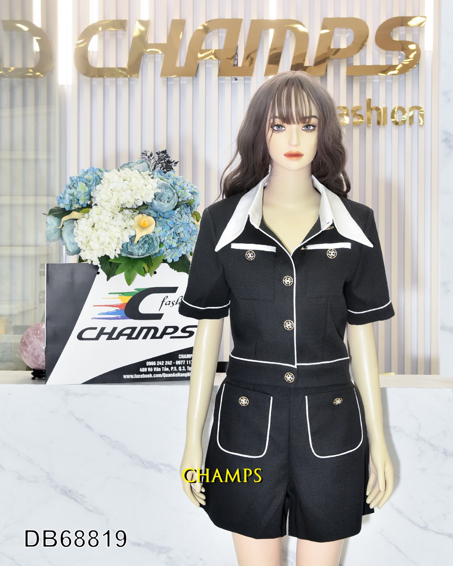 BỘ SHORT ĐEN +ÁO VEST HÀN QUỐC 68819
