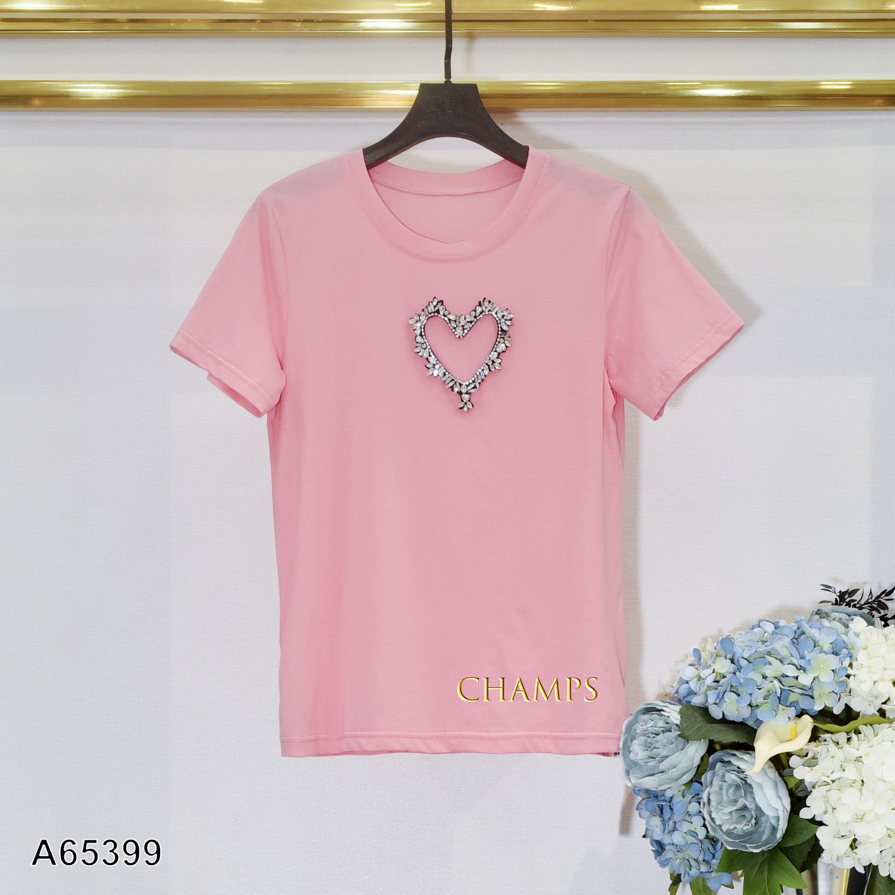 ÁO THUN HỒNG CAM TIM ĐÁ 65399