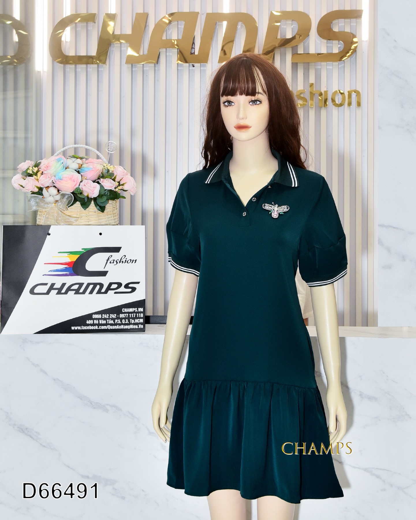 ĐẦM LỤA SUÔN XANH LOGO CƯỜM 66491