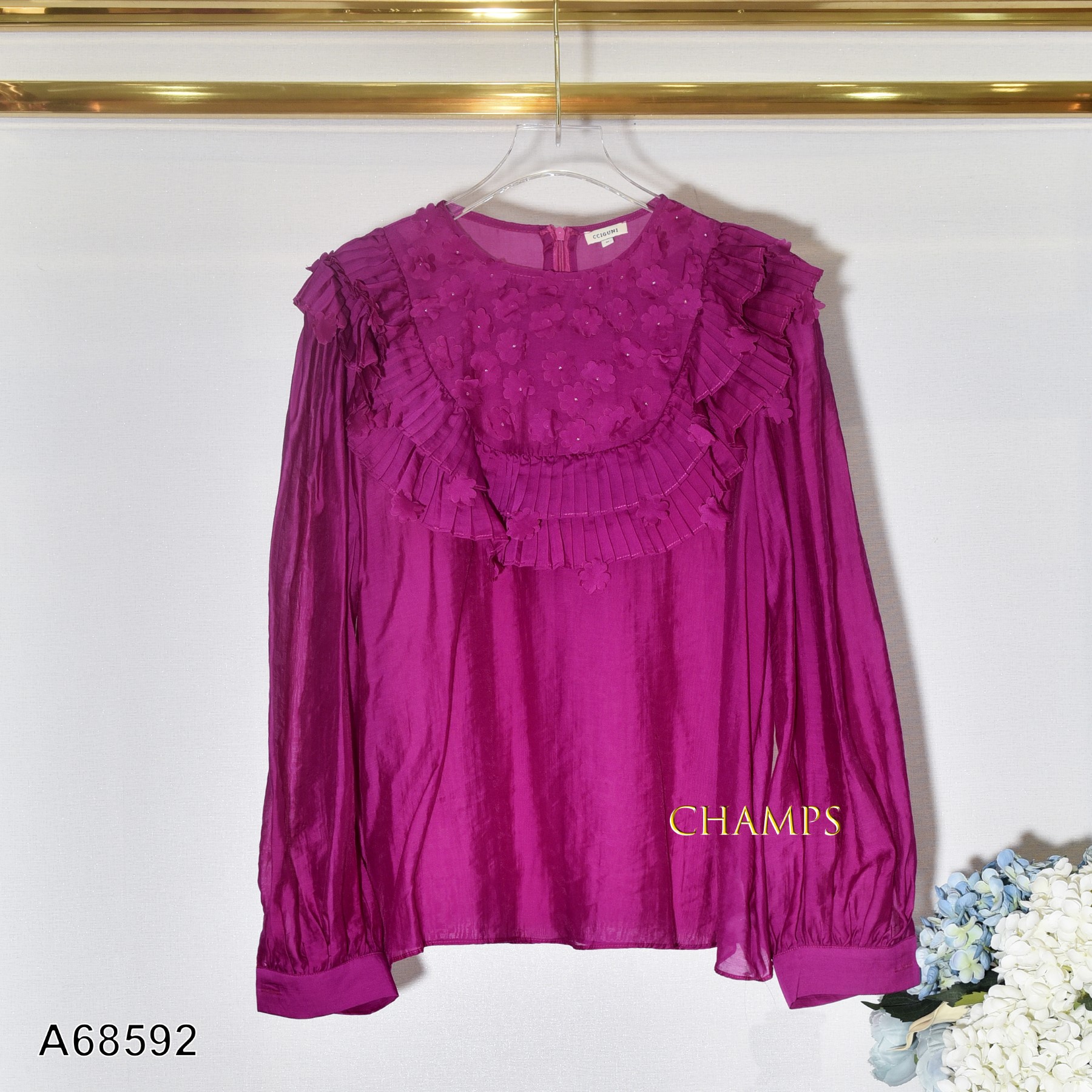 ÁO TƠ HỒNG ĐÍNH HOA +LÓT 68592