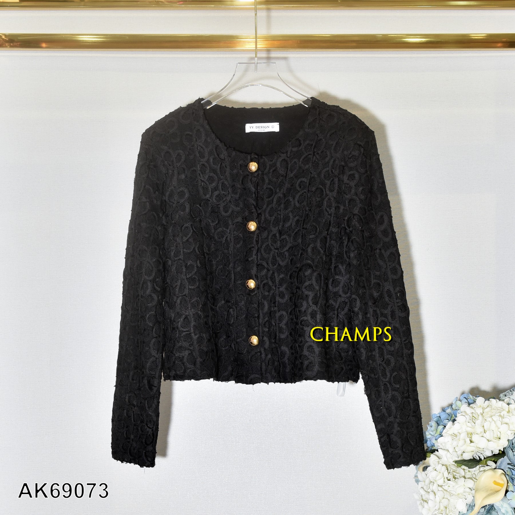 ÁO KHOÁC ĐEN REN NỔI 69073