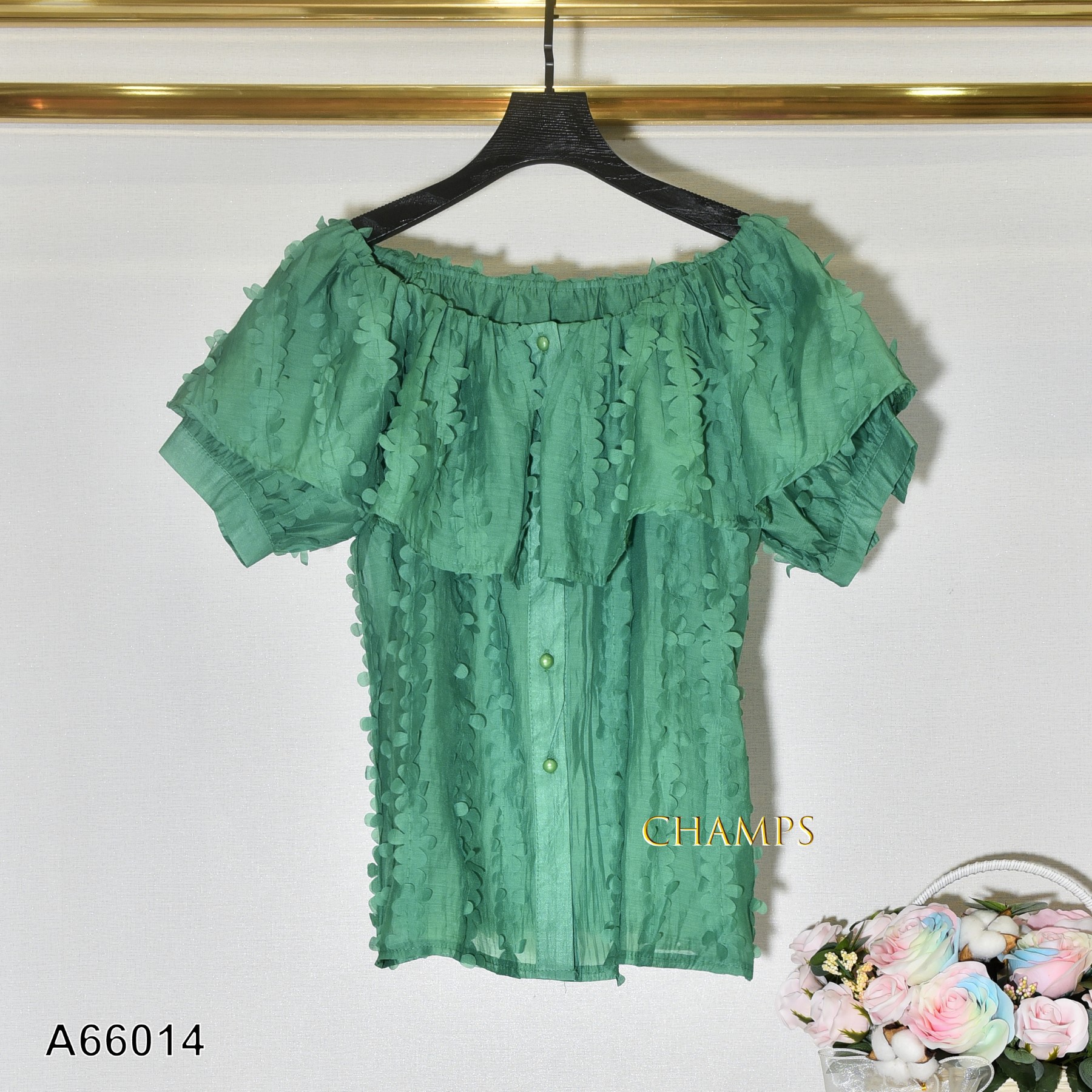 ÁO TƠ XANH LÁ LAZE VAI TRỄ 66014