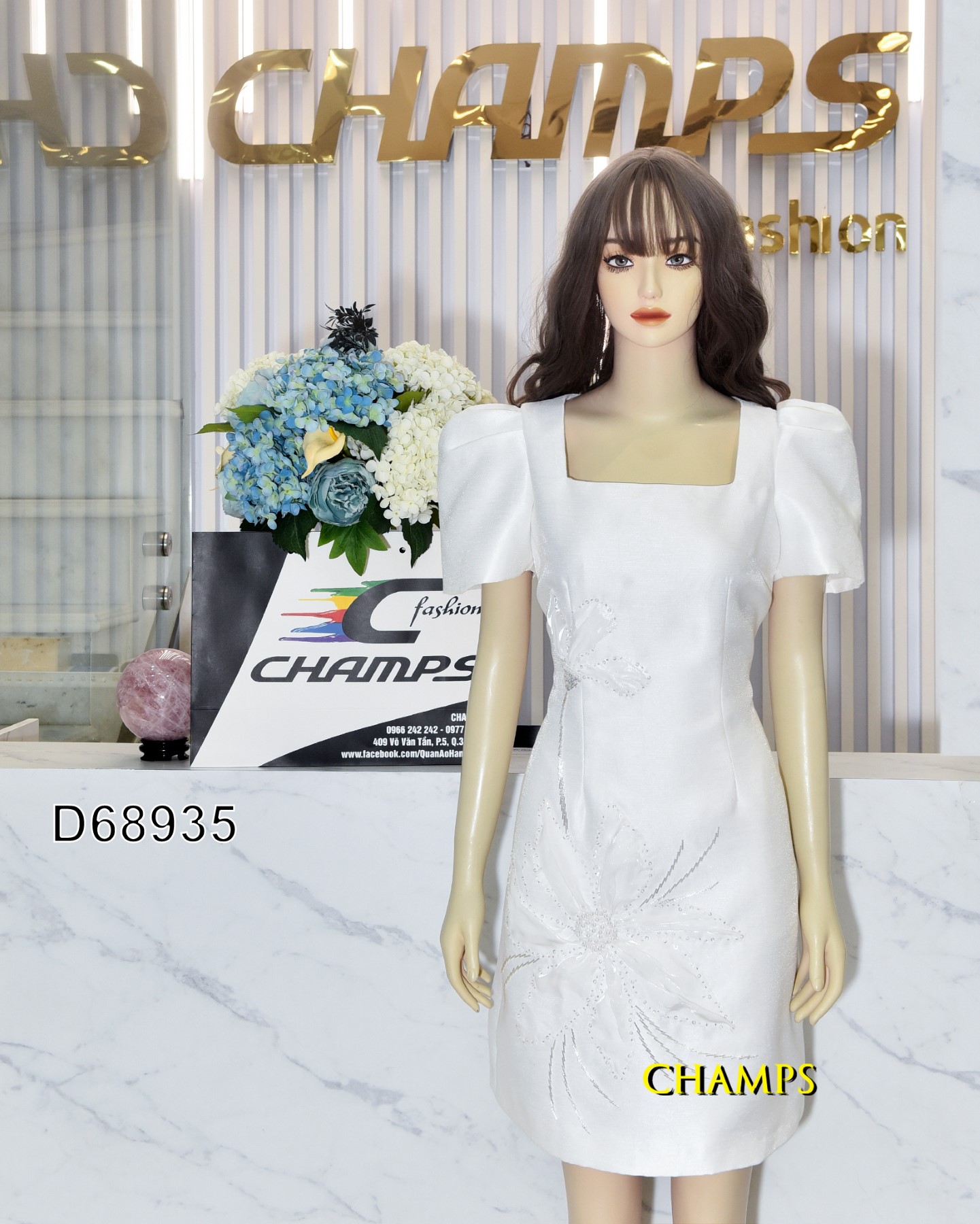 ĐẦM TRẮNG HOA ĐÍNH HẠT HTK 68935