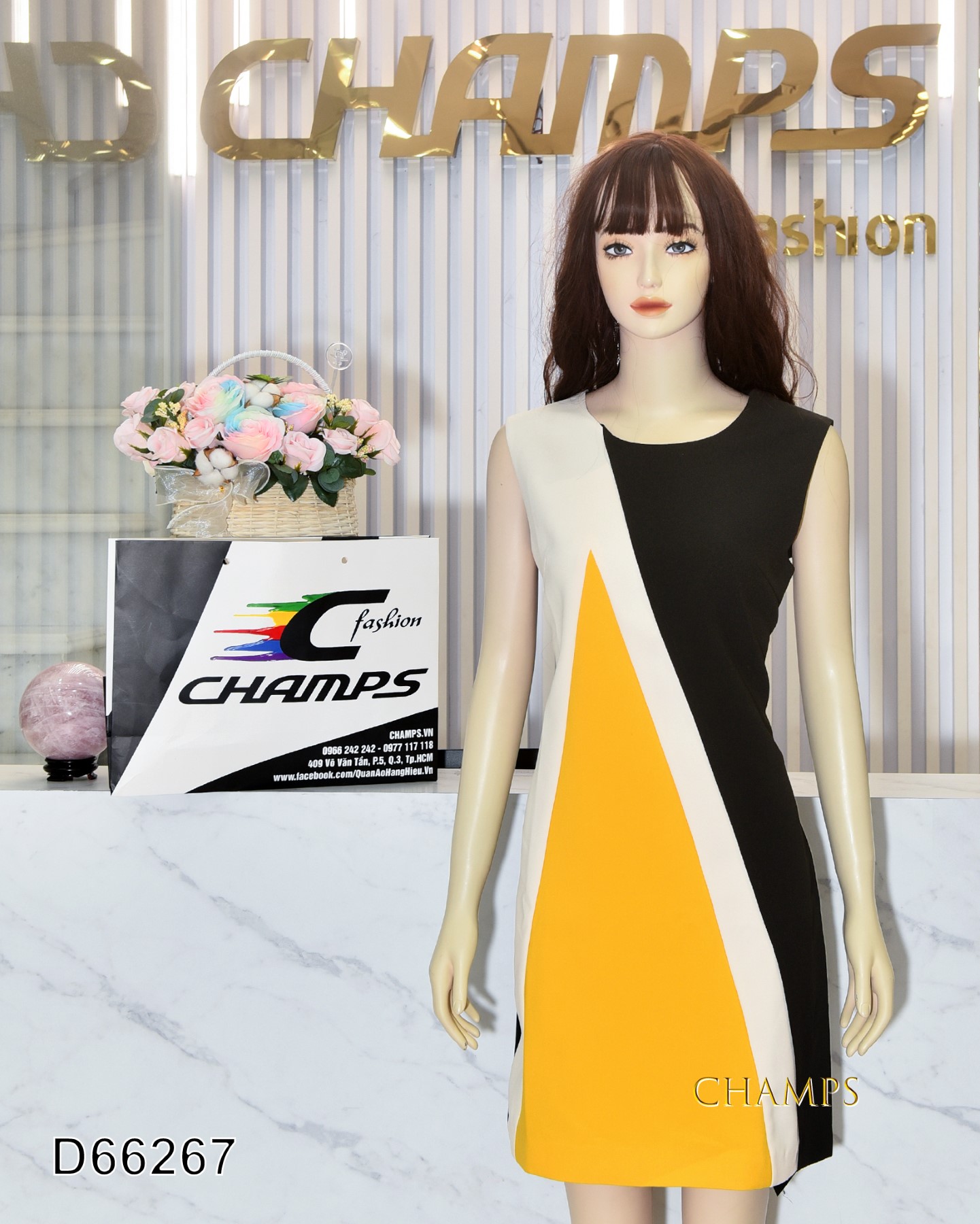 ĐẦM FEDNI ĐEN VÀNG 66267