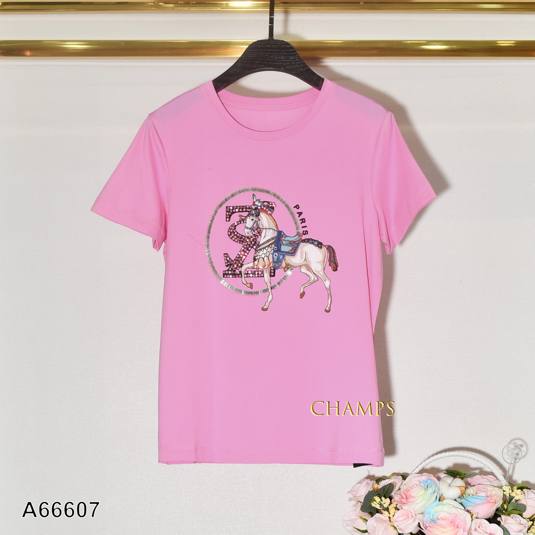 ÁO THUN HỒNG HÌNH NGỰA 66607