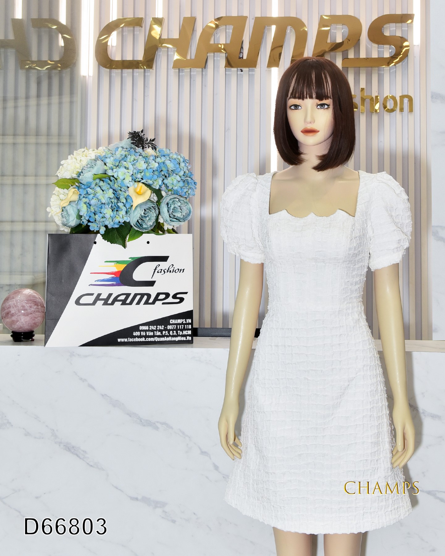 ĐẦM TRẮNG CỔ GỢN SÓNG 66803