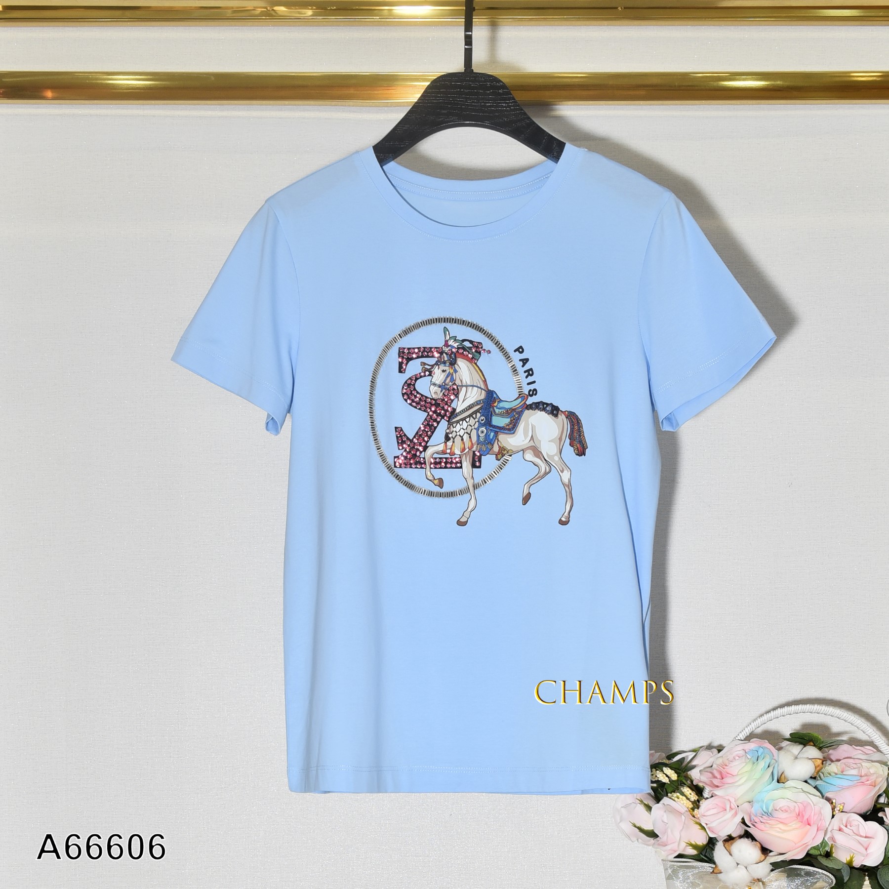 ÁO THUN XANH HÌNH NGỰA 66606