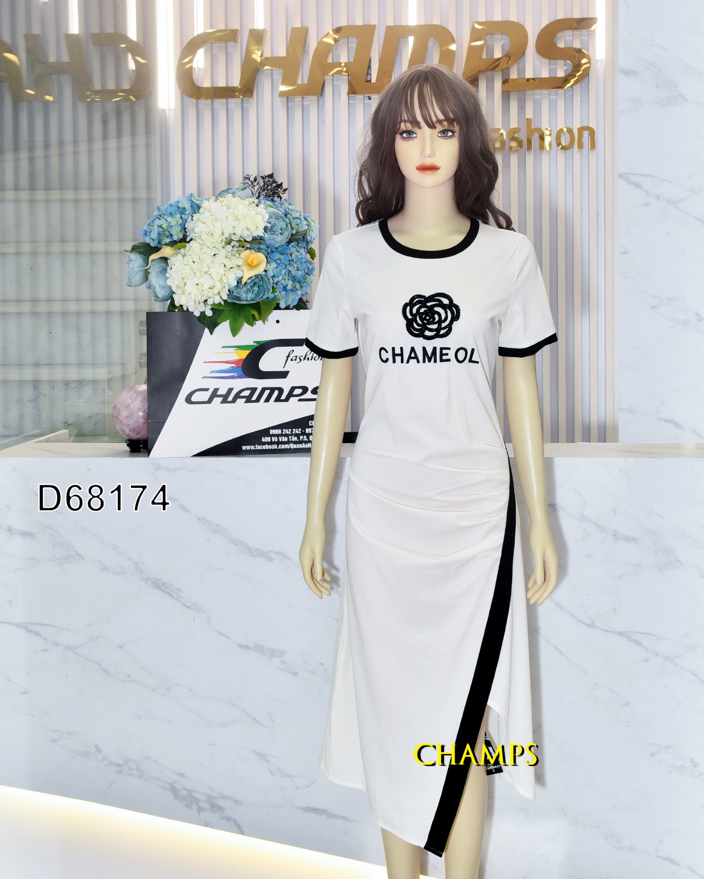 ĐẦM THUN TRẮNG DÀI CHANEL 68174