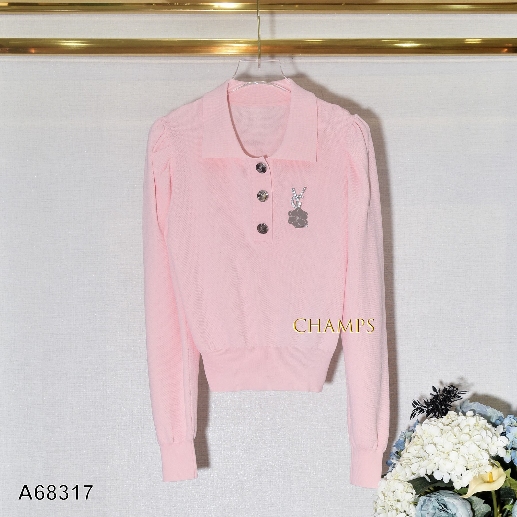 ÁO LEN HỒNG YSL TAY DÀI 68317