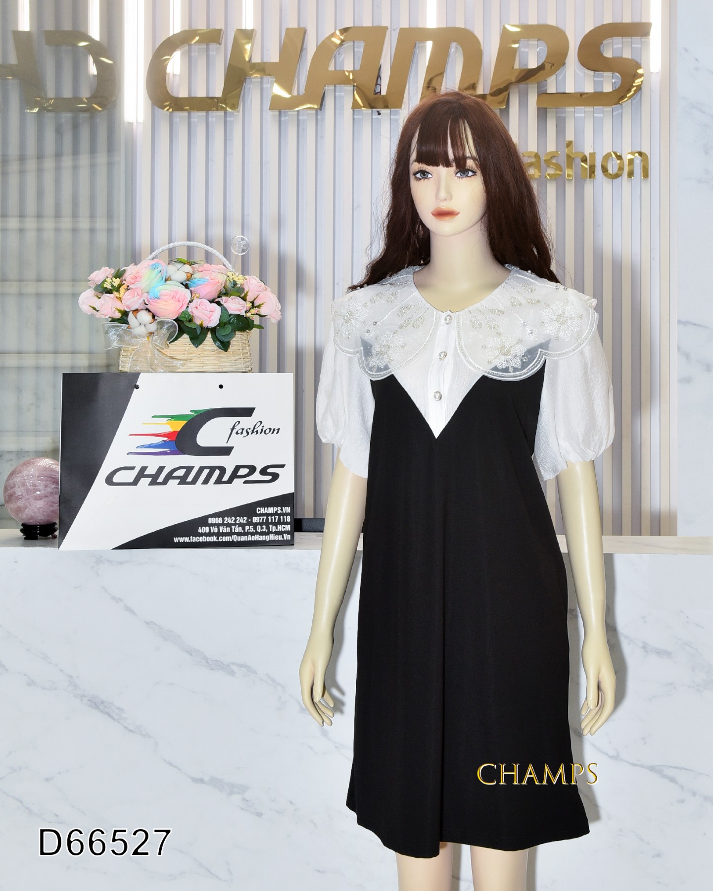 ĐẦM THUN CỔ CƯỜM 66527