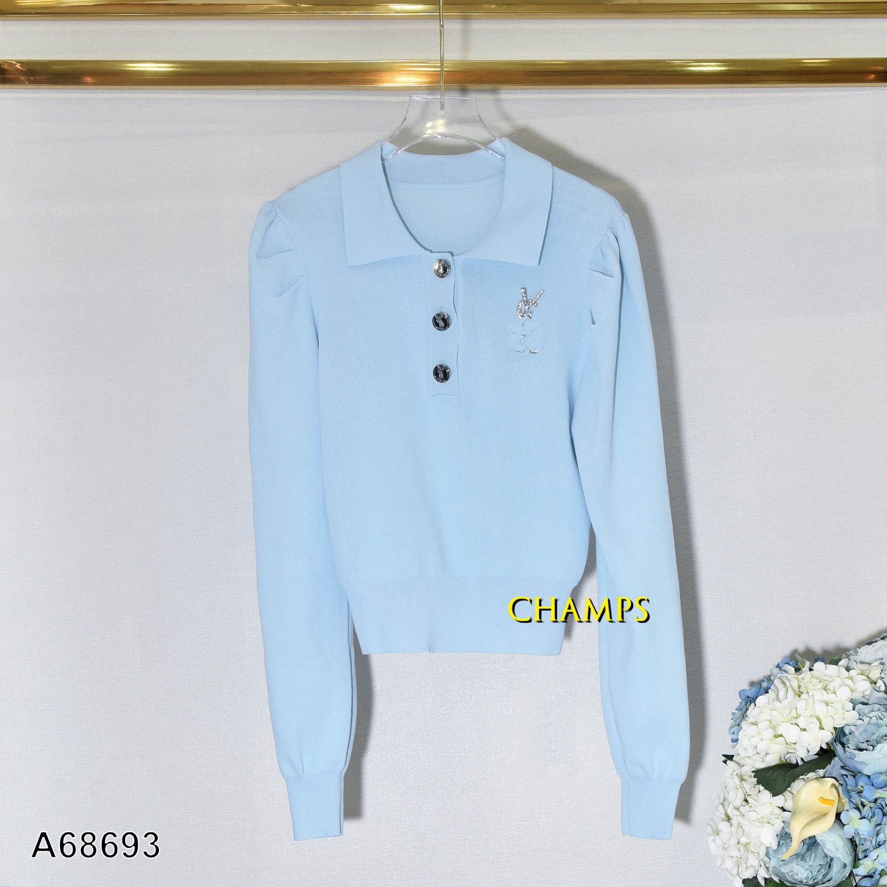 ÁO LEN XANH YSL TAY DÀI +CÀI 68693