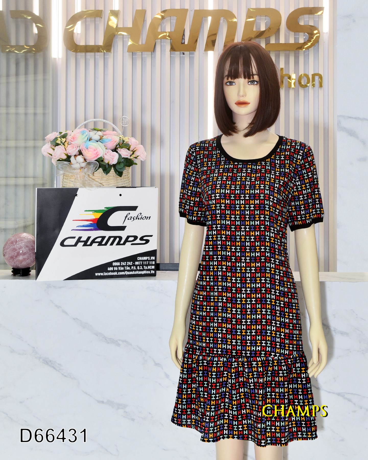 ĐẦM LỤA SUÔN ĐEN 66431