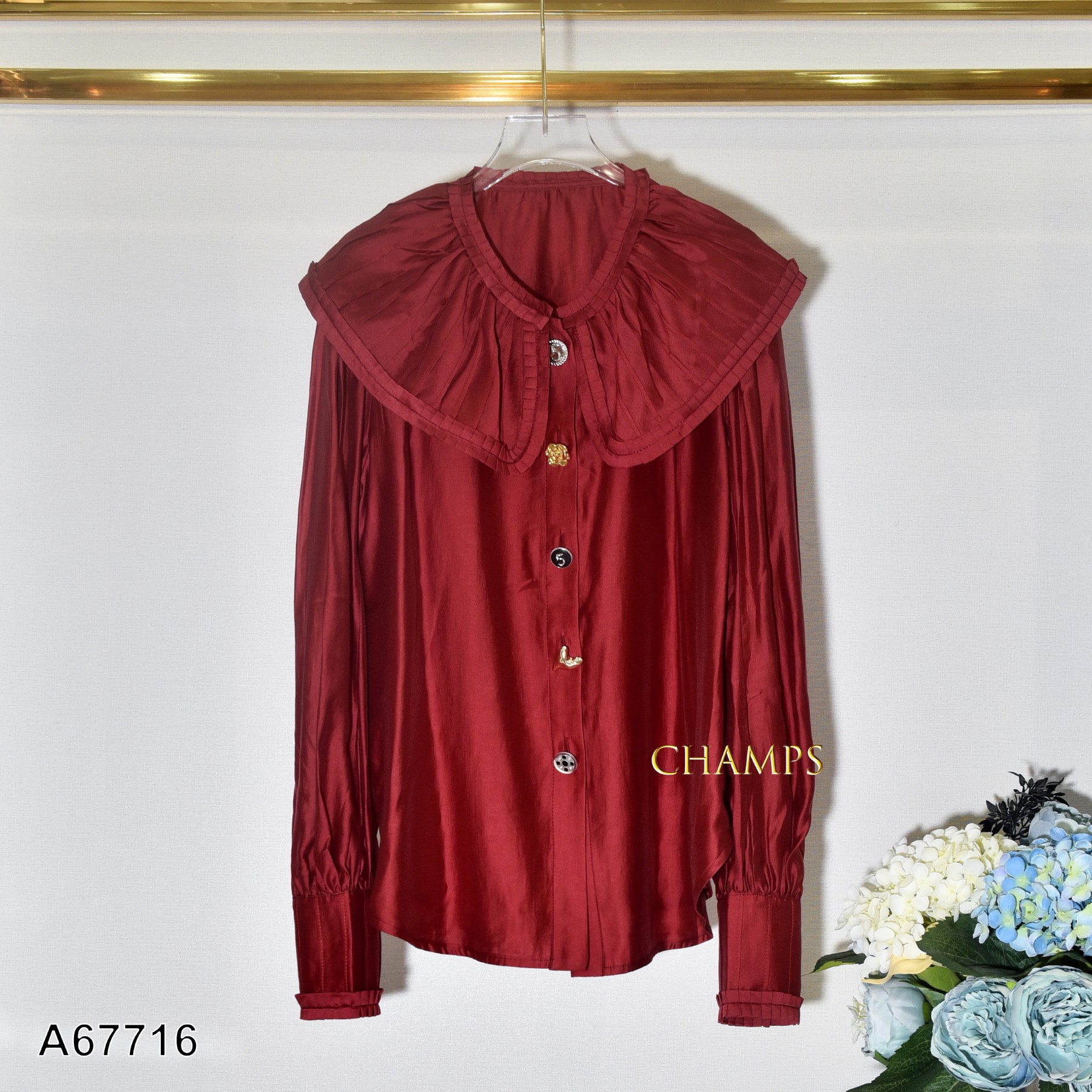 ÁO SƠ MI TƠ ĐỎ CỔ SEN 67716