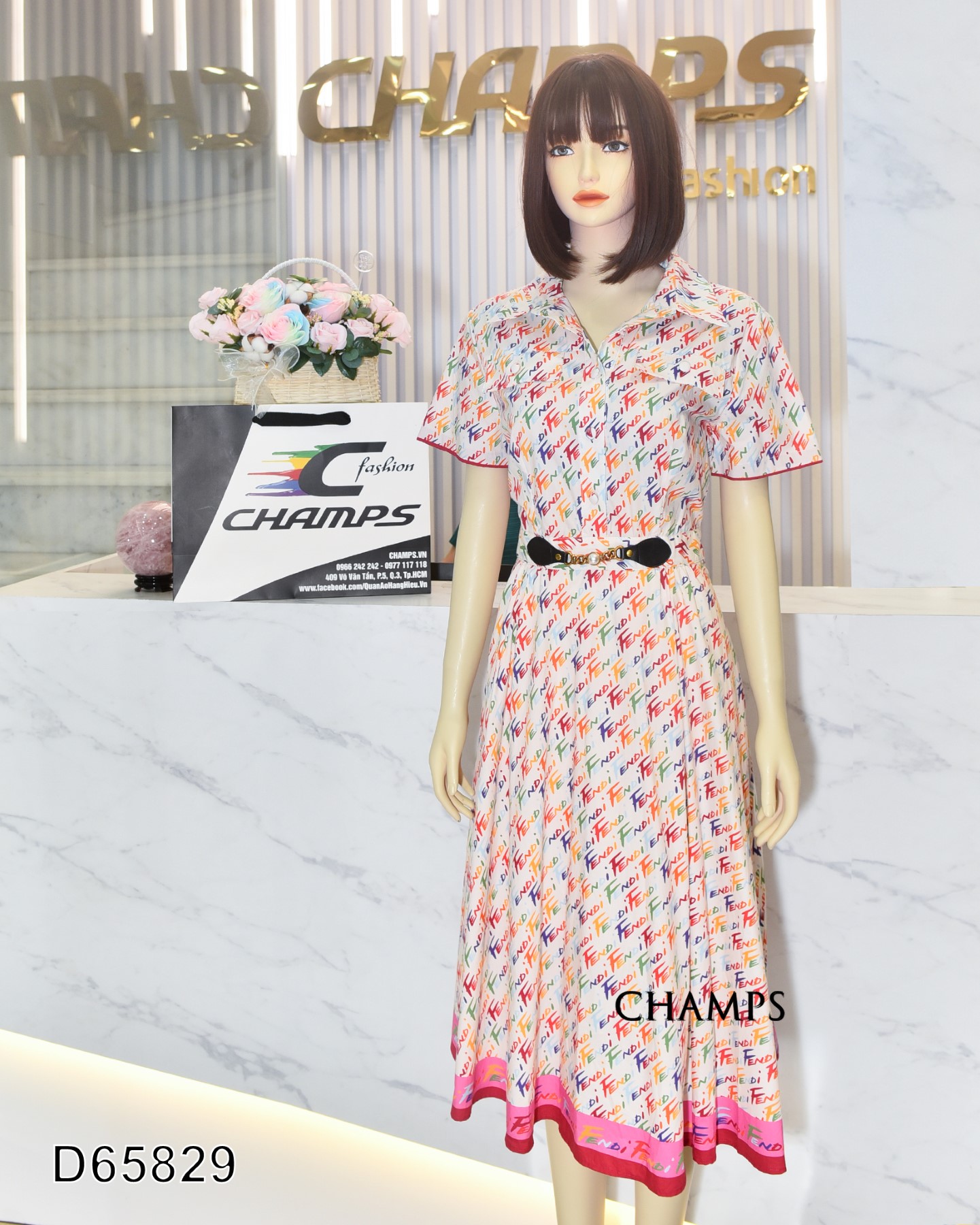 ĐẦM SƠ MI MÀU FENDI 65829