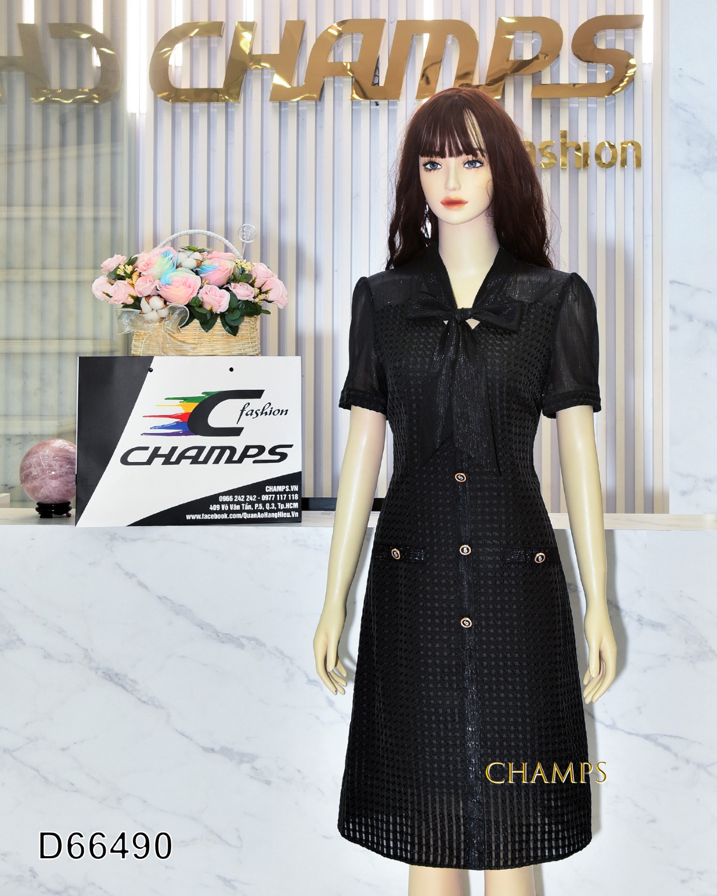 ĐẦM ĐEN PHỐI LỤA 66490