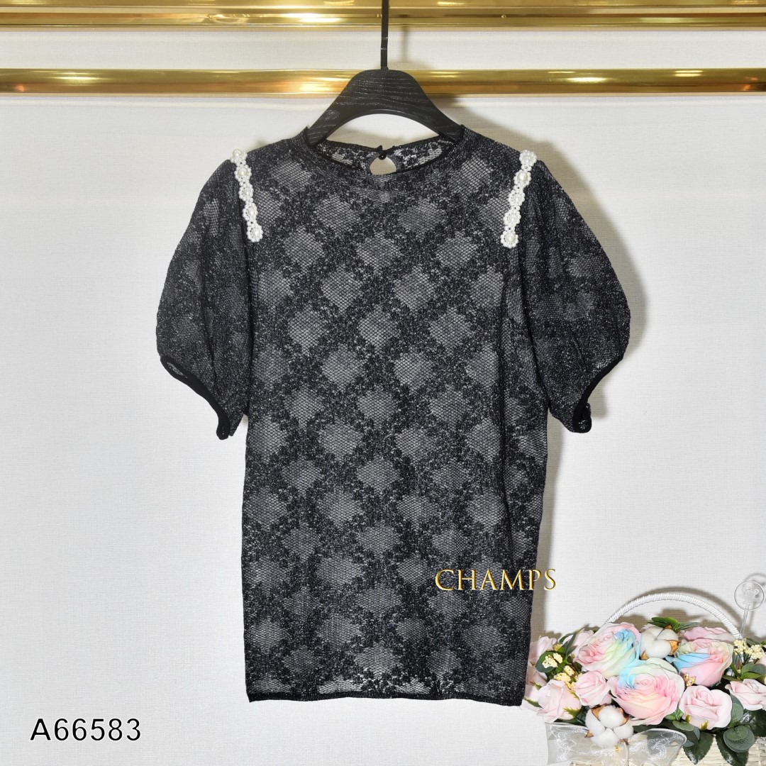 ÁO LEN ĐEN VAI HẠT BẸT 66583