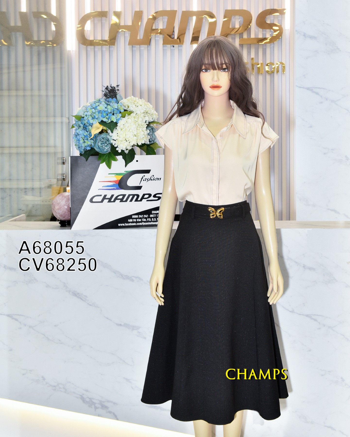 ÁO LỤA KEM VIỀN CHỈ 68055