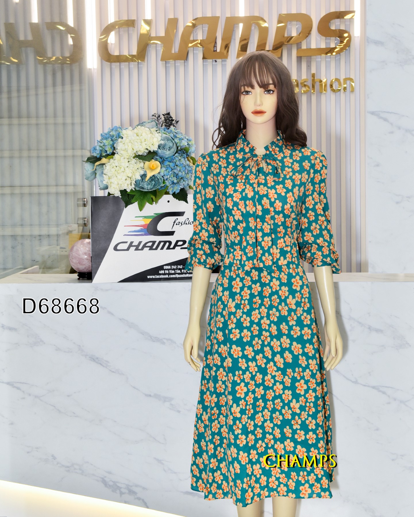 ĐẦM XANH HOA KEM 68668