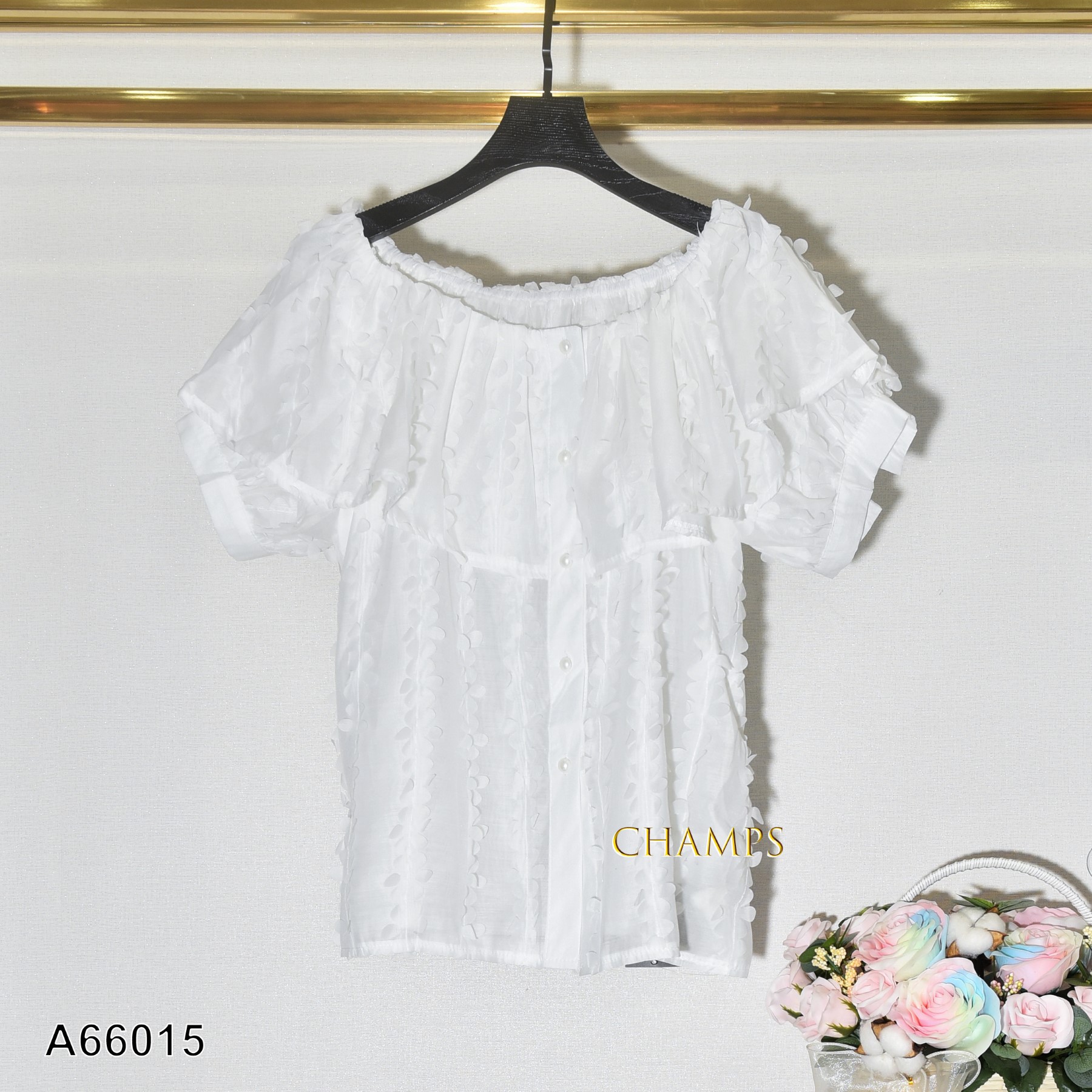 ÁO TƠ TRẮNG LAZE VAI TRỄ 66015