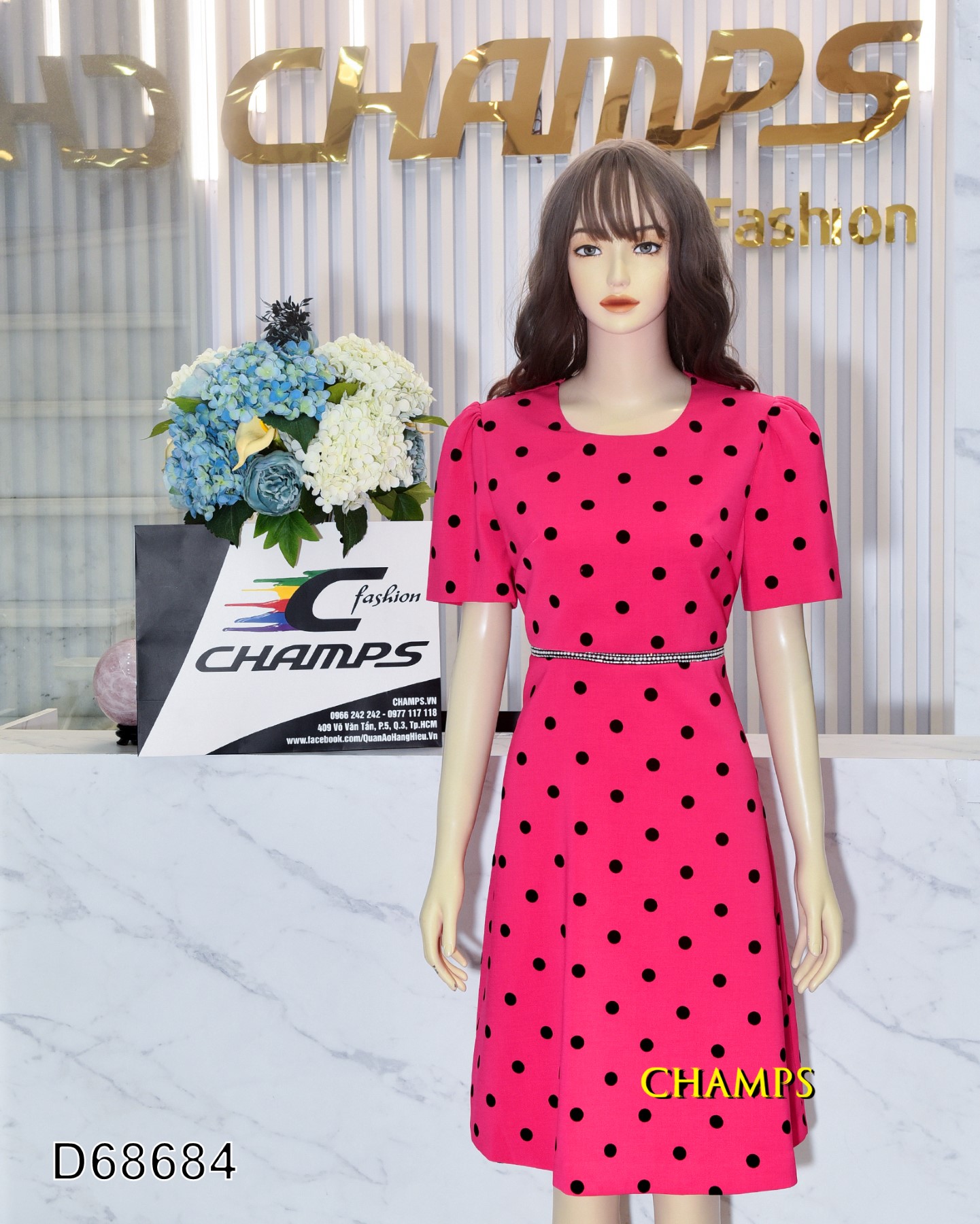 ĐẦM HỒNG CHẤM BI 68684