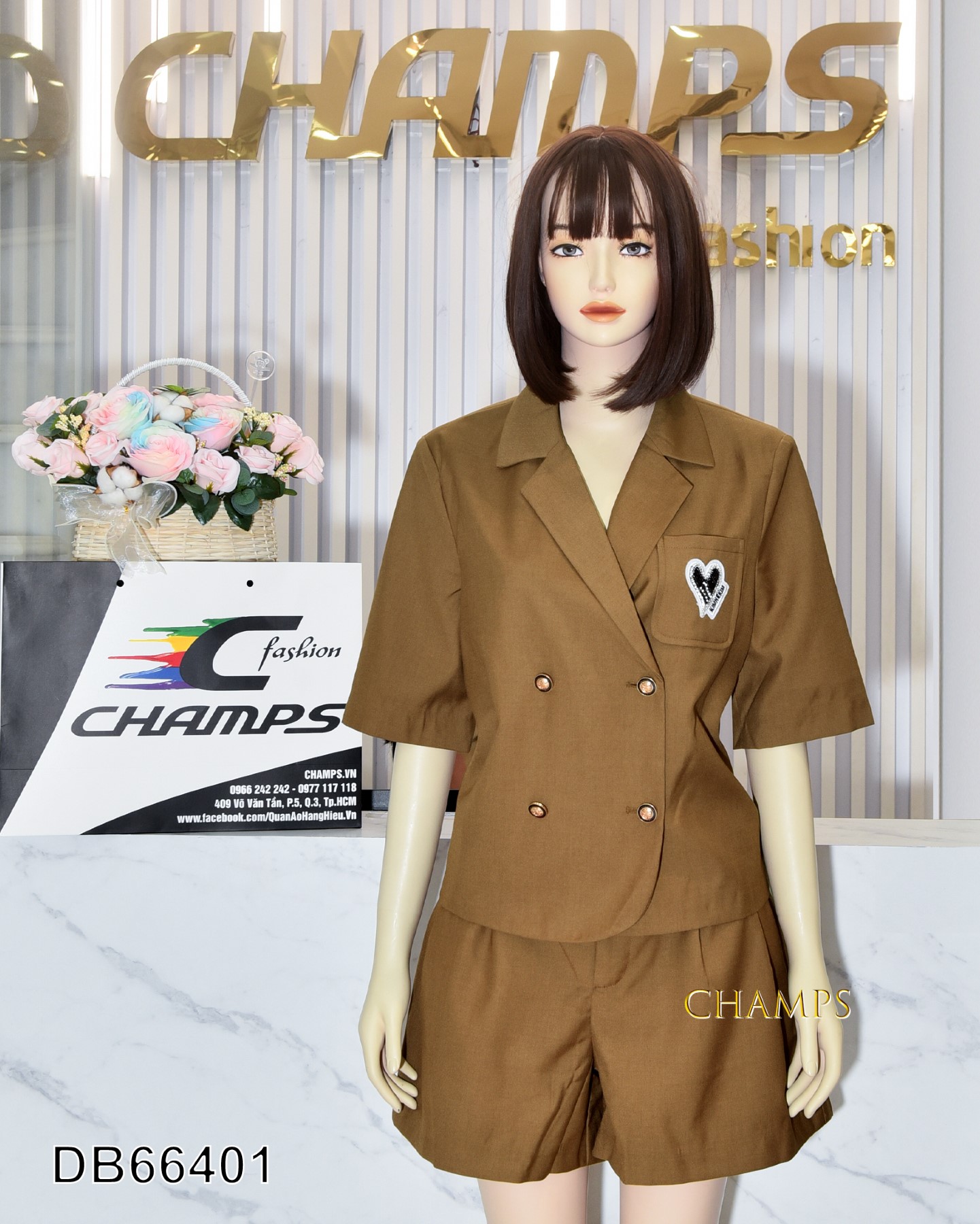 BỘ SHORT VEST NÂU 66401