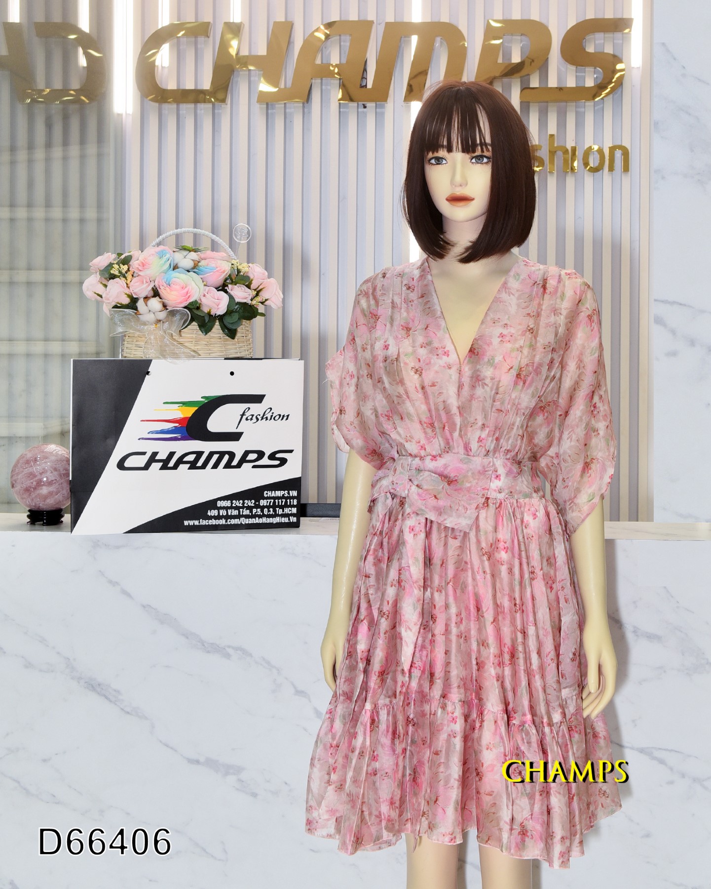 ĐẦM TƠ HỒNG NƠ EO 66406