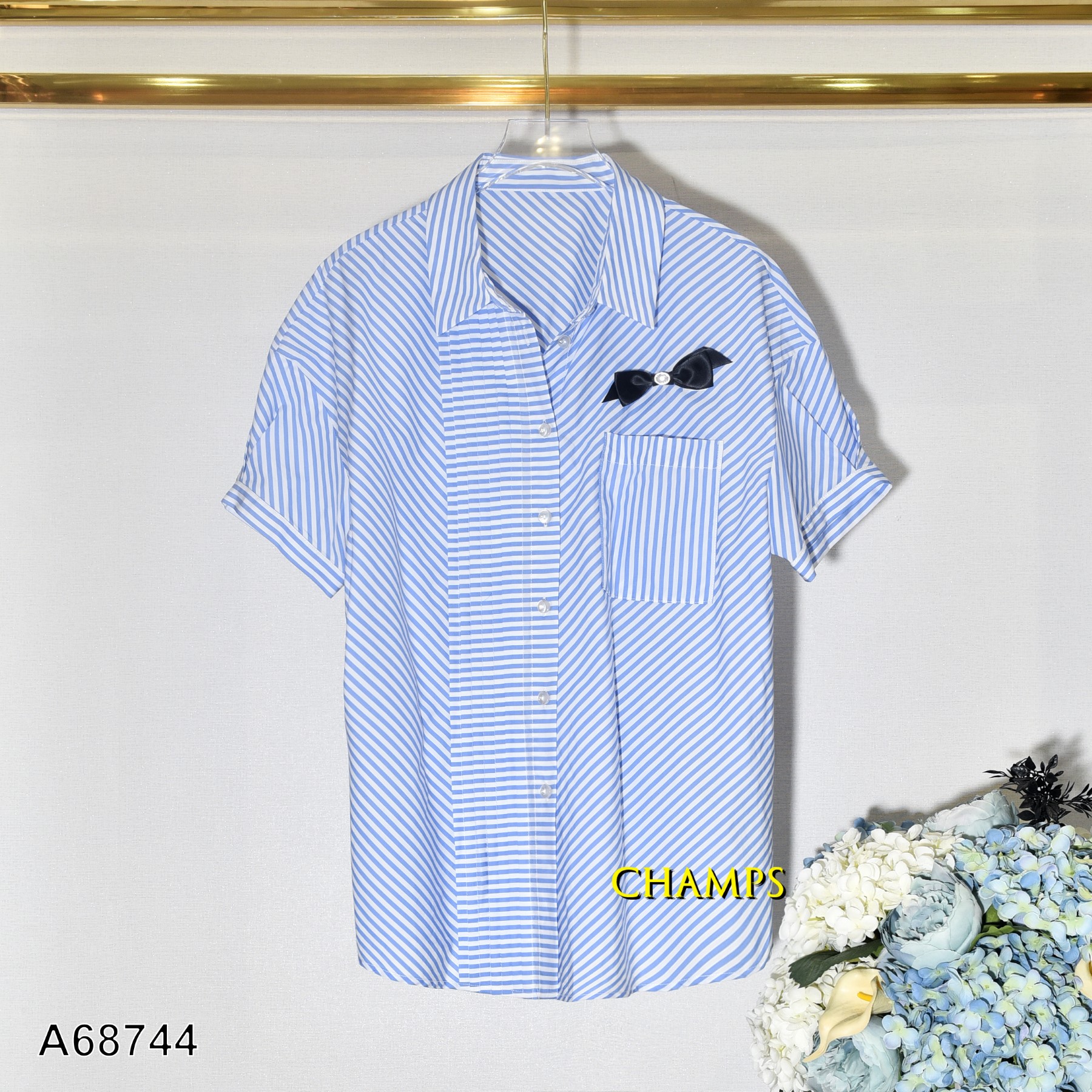 ÁO SƠ MI XANH KẺ +CÀI 68744