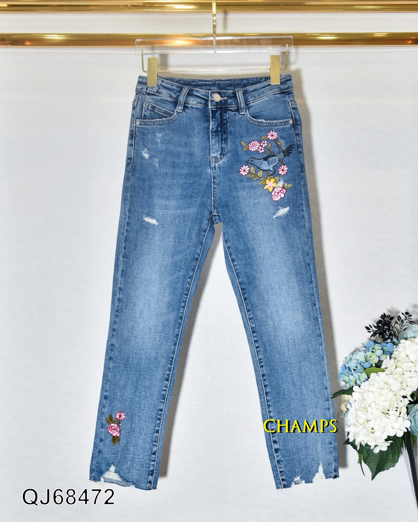 QUẦN JEAN XANH HOA THÊU 68472