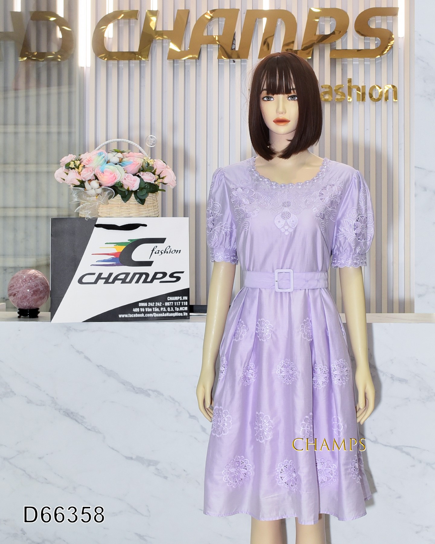 ĐẦM TƠ TÍM THÊU 66358