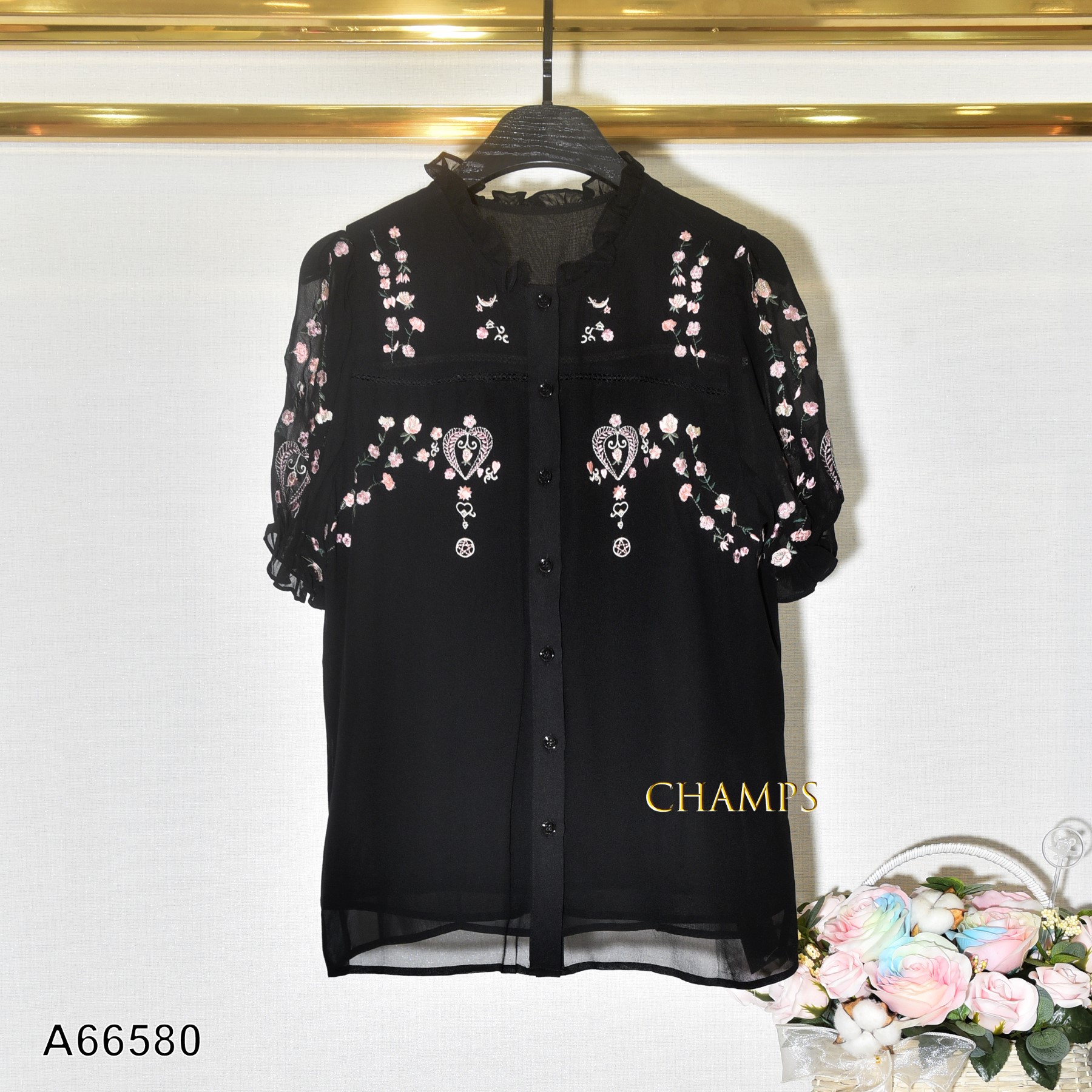 ÁO LỤA ĐEN THÊU 66580