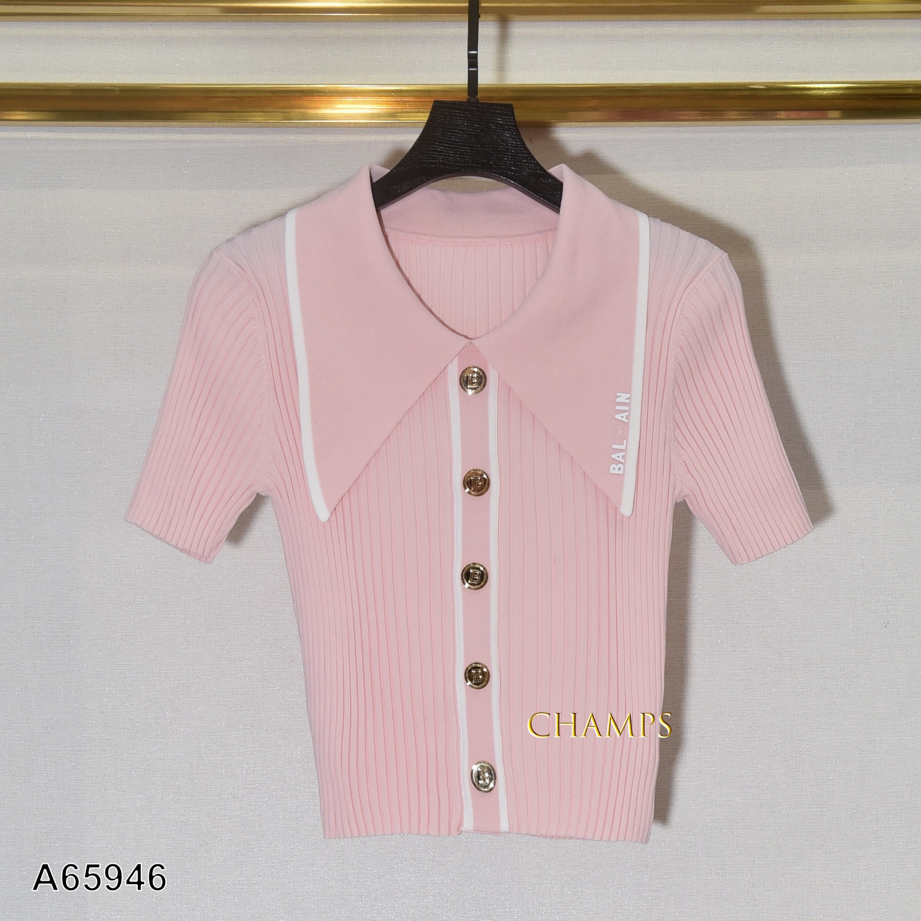 ÁO LEN TIM HỒNG CỔ BẺ 65946