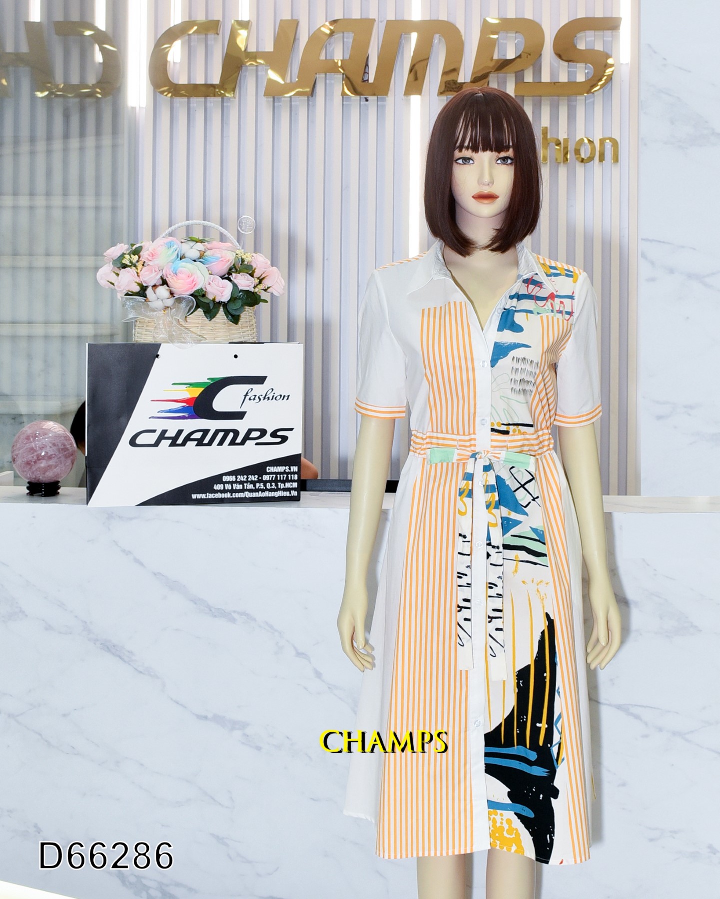 ĐẦM XÔ SƠ MI KẺ VÀNG 66286