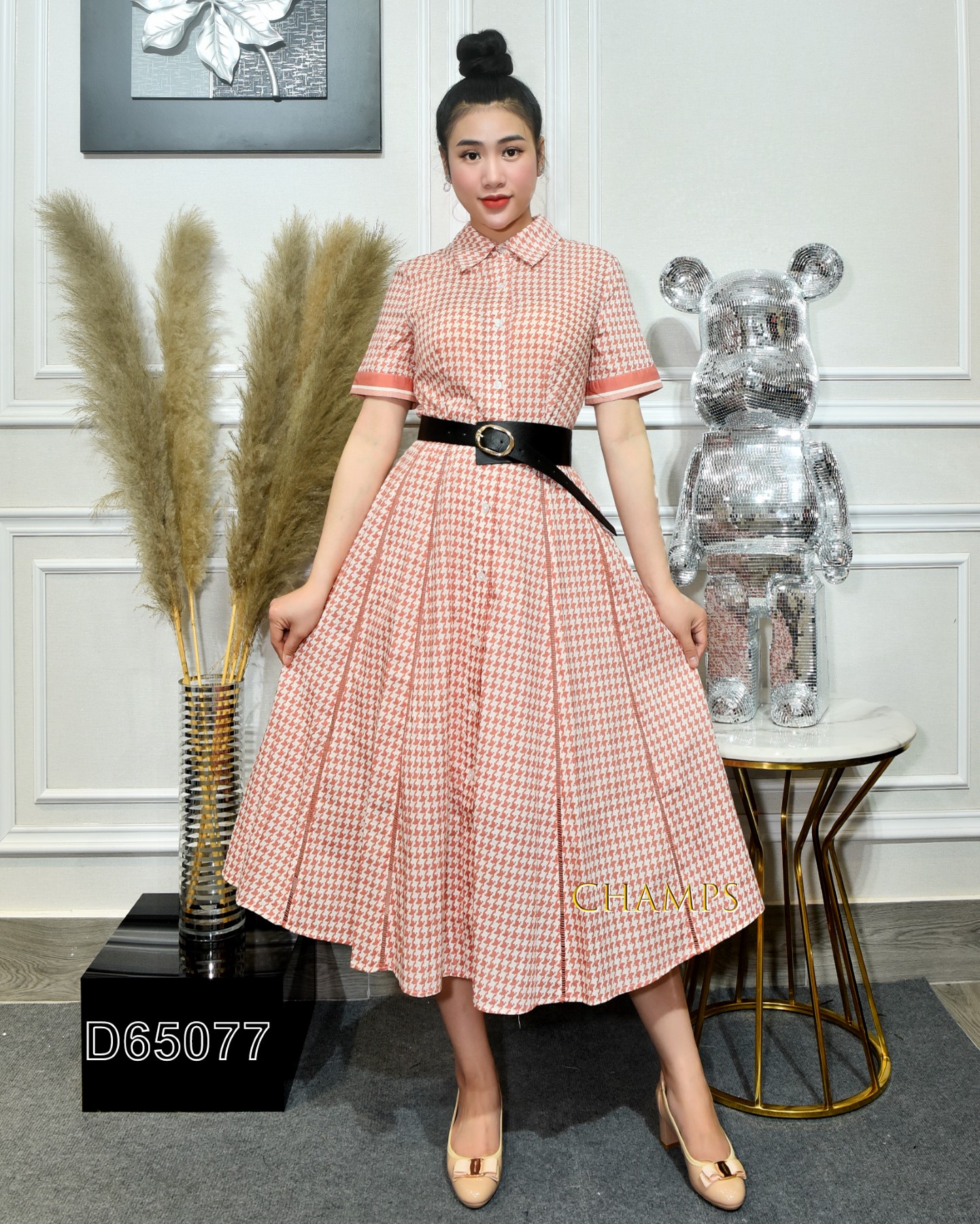 ĐẦM SƠ MI DÍCH DÁCH CAM +DN DIOR 65077