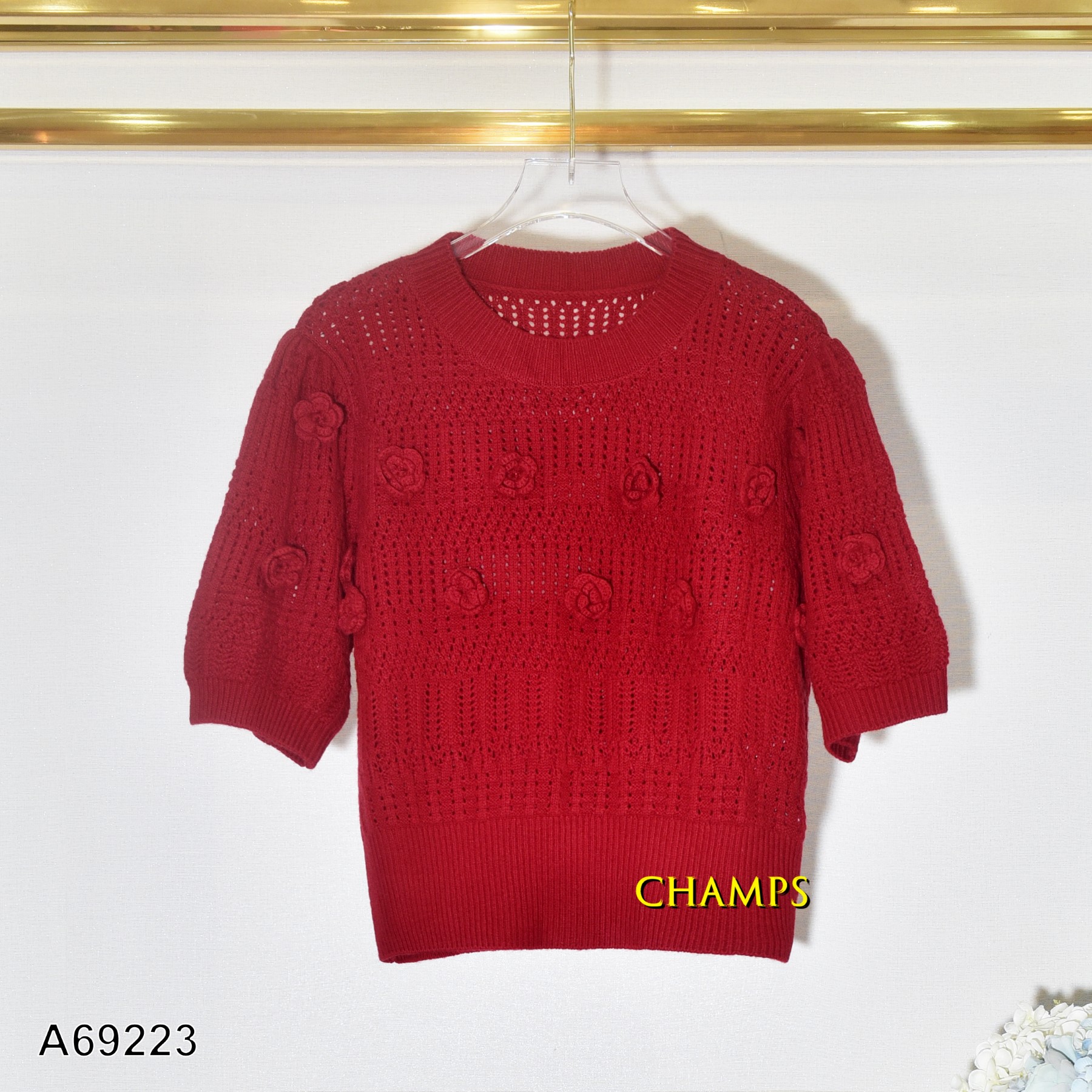 ÁO LEN ĐỎ HOA NỔI 69223