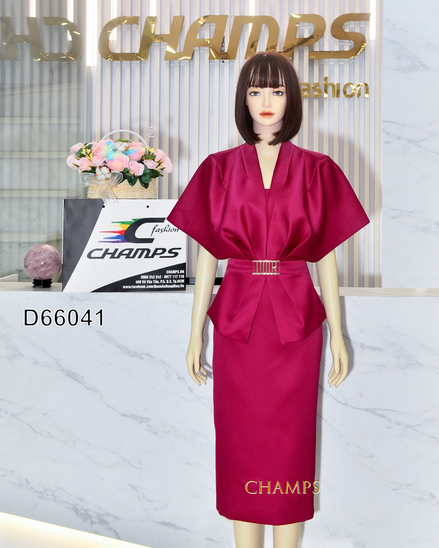 ĐẦM HỒNG SEN EO DIOR 66041