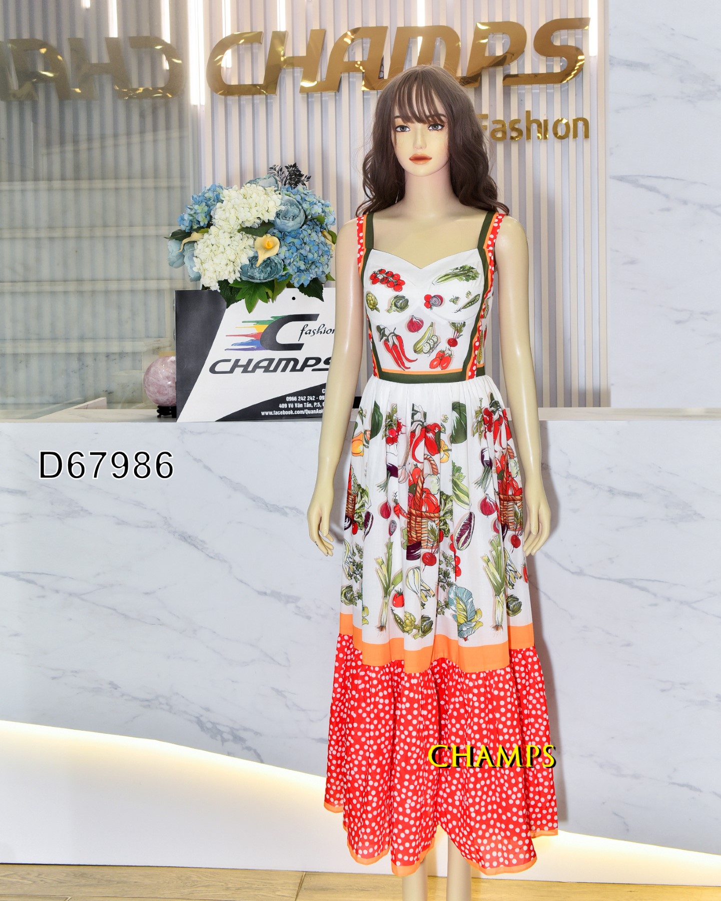 ĐẦM DÀI 2 DÂY D&G CHÂN BI ĐỎ 67986