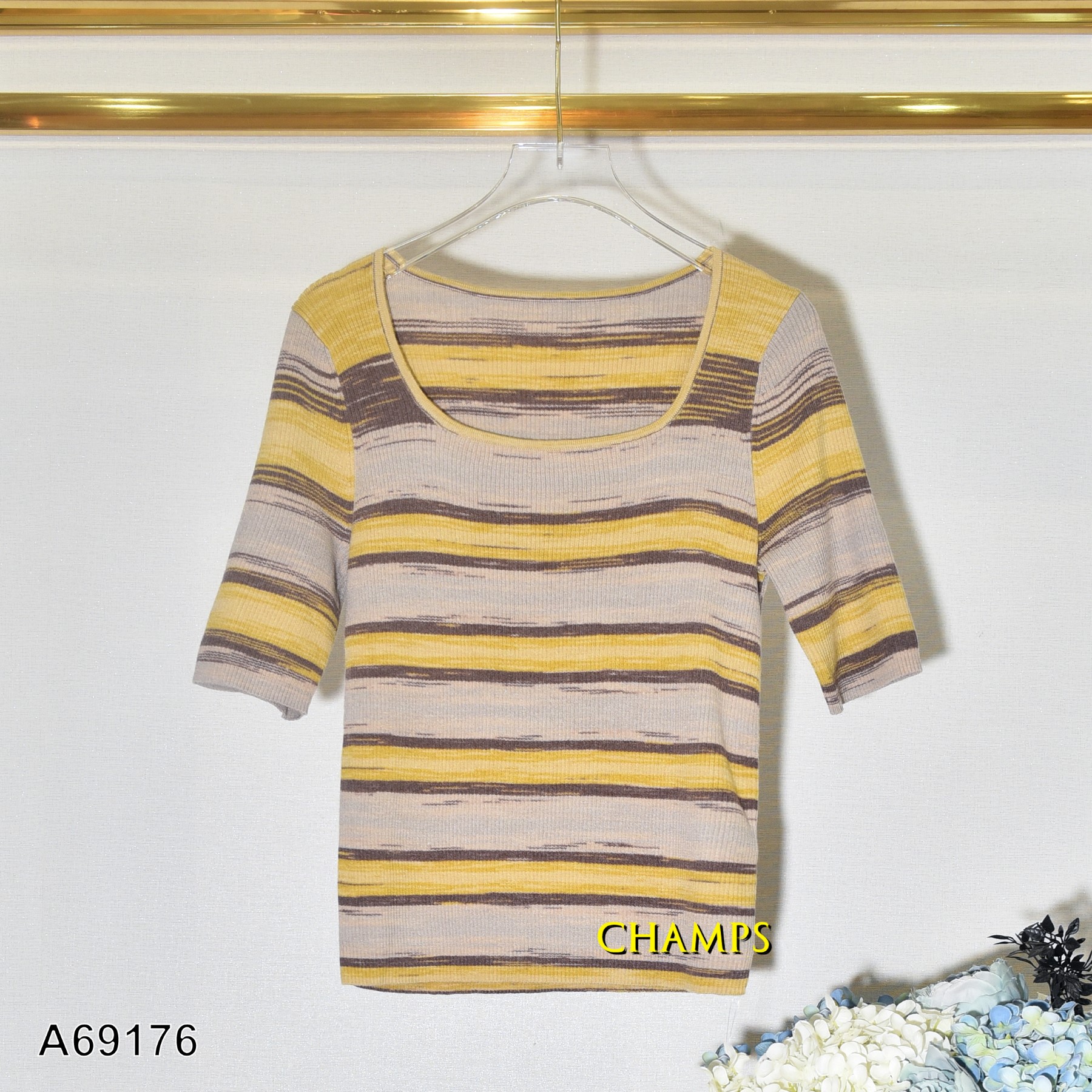 ÁO LEN KẺ VÀNG NÂU 69176