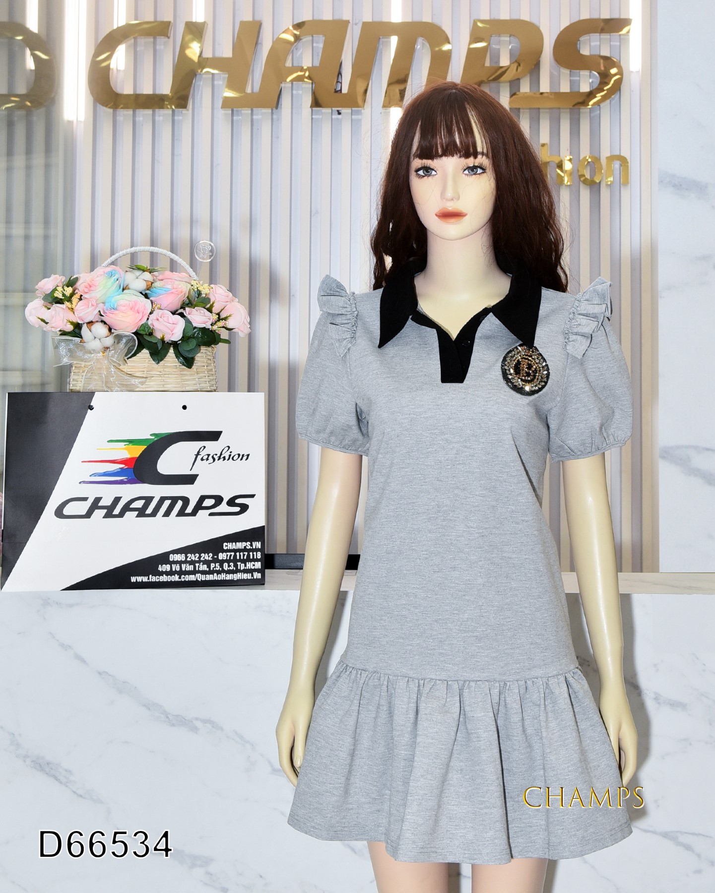 ĐẦM THUN XÁM BÈO 66534