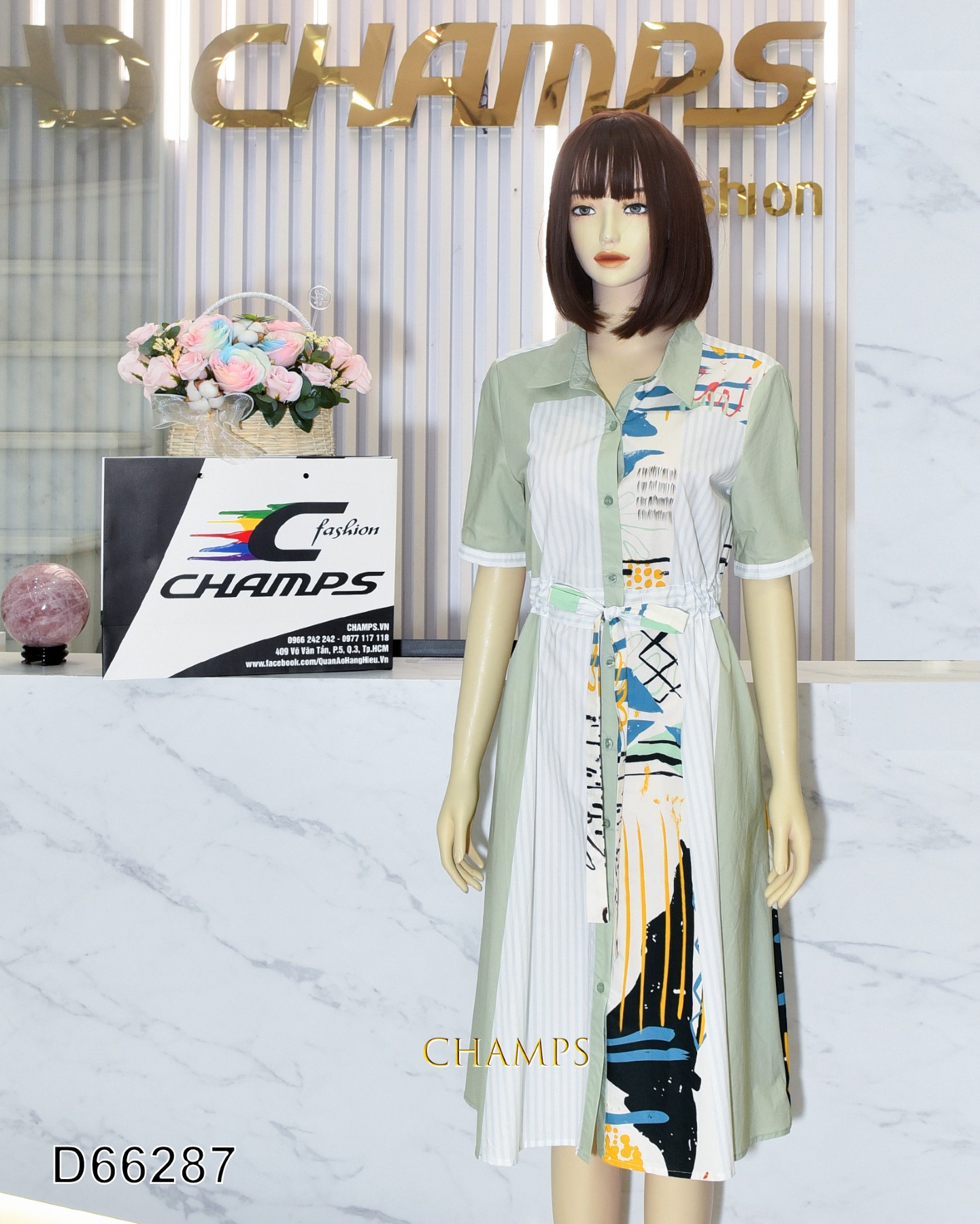 ĐẦM XÔ SƠ MI KẺ XANH 66287