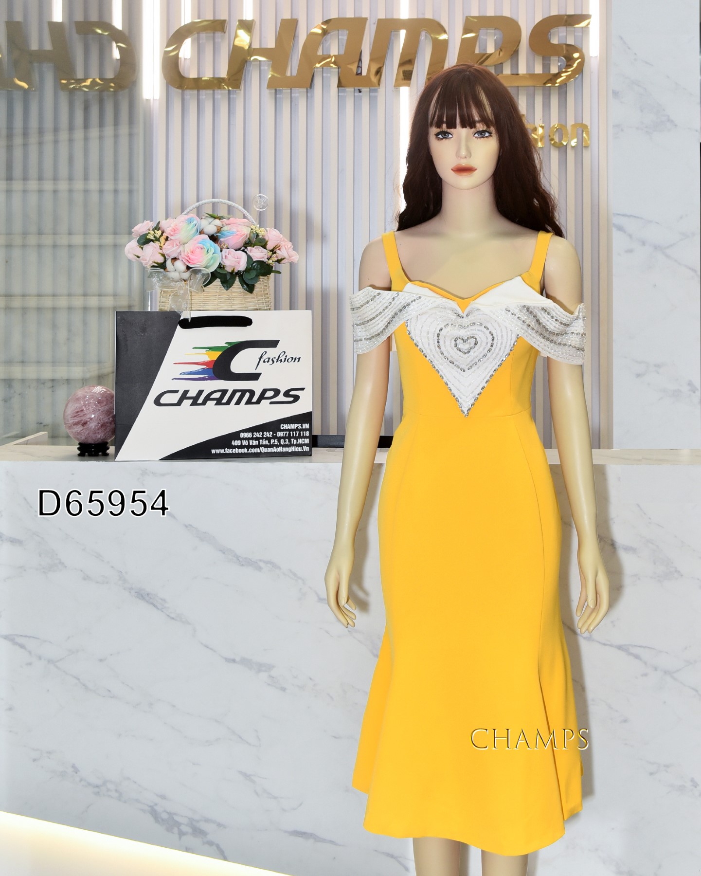 ĐẦM VÀNG ĐUÔI CÁ ĐÍNH ĐÁ TIM 65954