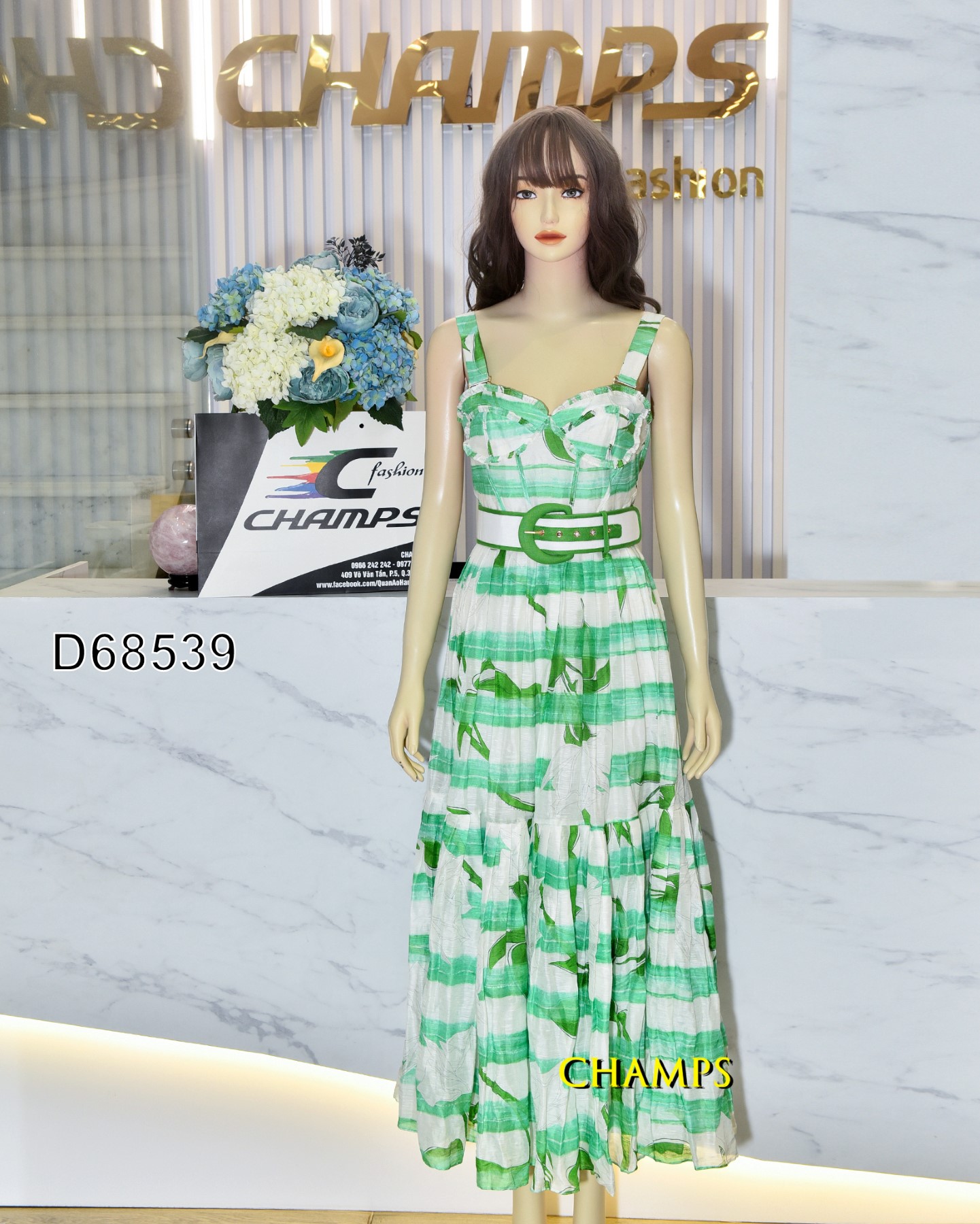 ĐẦM XANH 2 DÂY +DN 68539