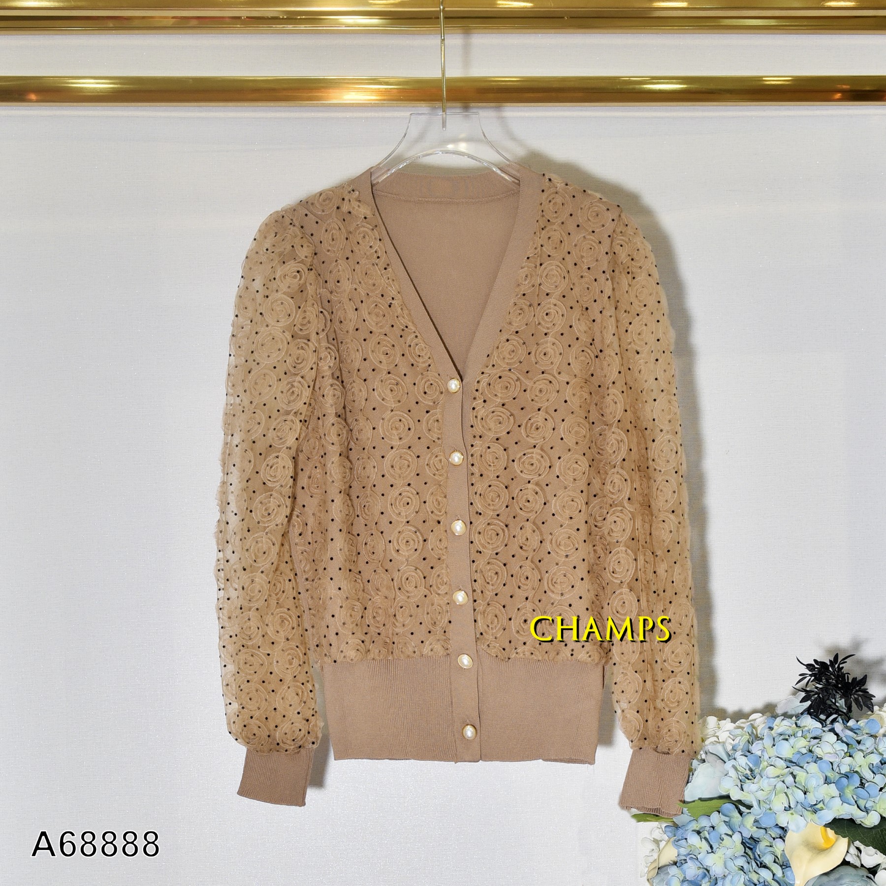 ÁO LEN NÂU BI HOA NỔI 68888