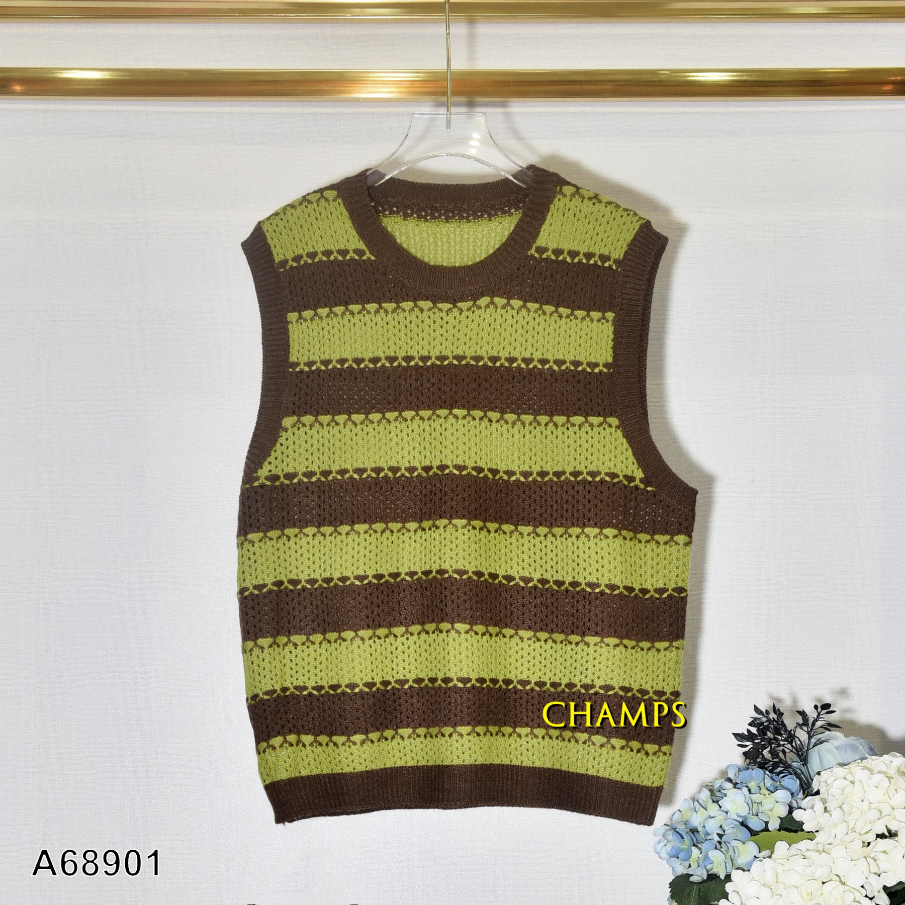 ÁO LEN SÁT NÁCH KẺ XANH NÂU 68901