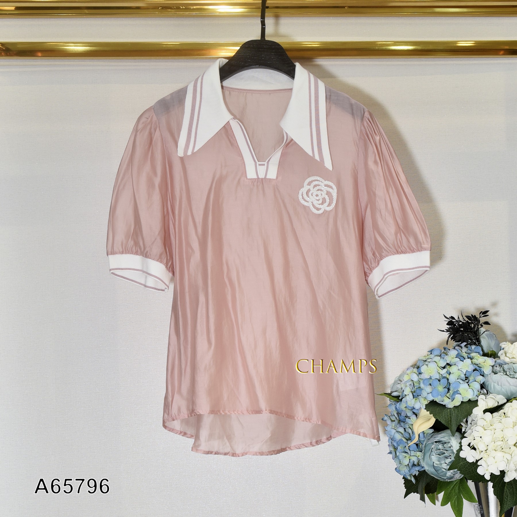 ÁO TƠ HỒNG CHANEL PHA LEN 65796