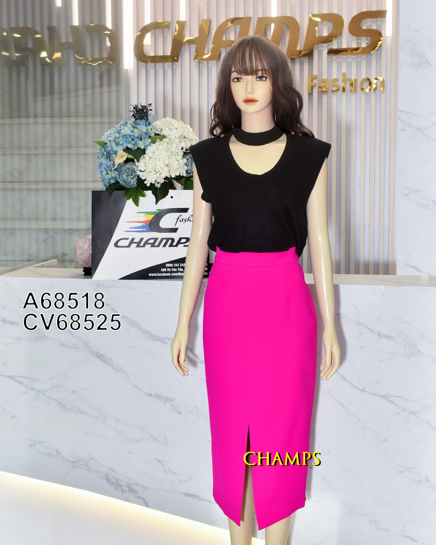 CHÂN VÁY VÀNG HỒNG SEN DÀI 68525