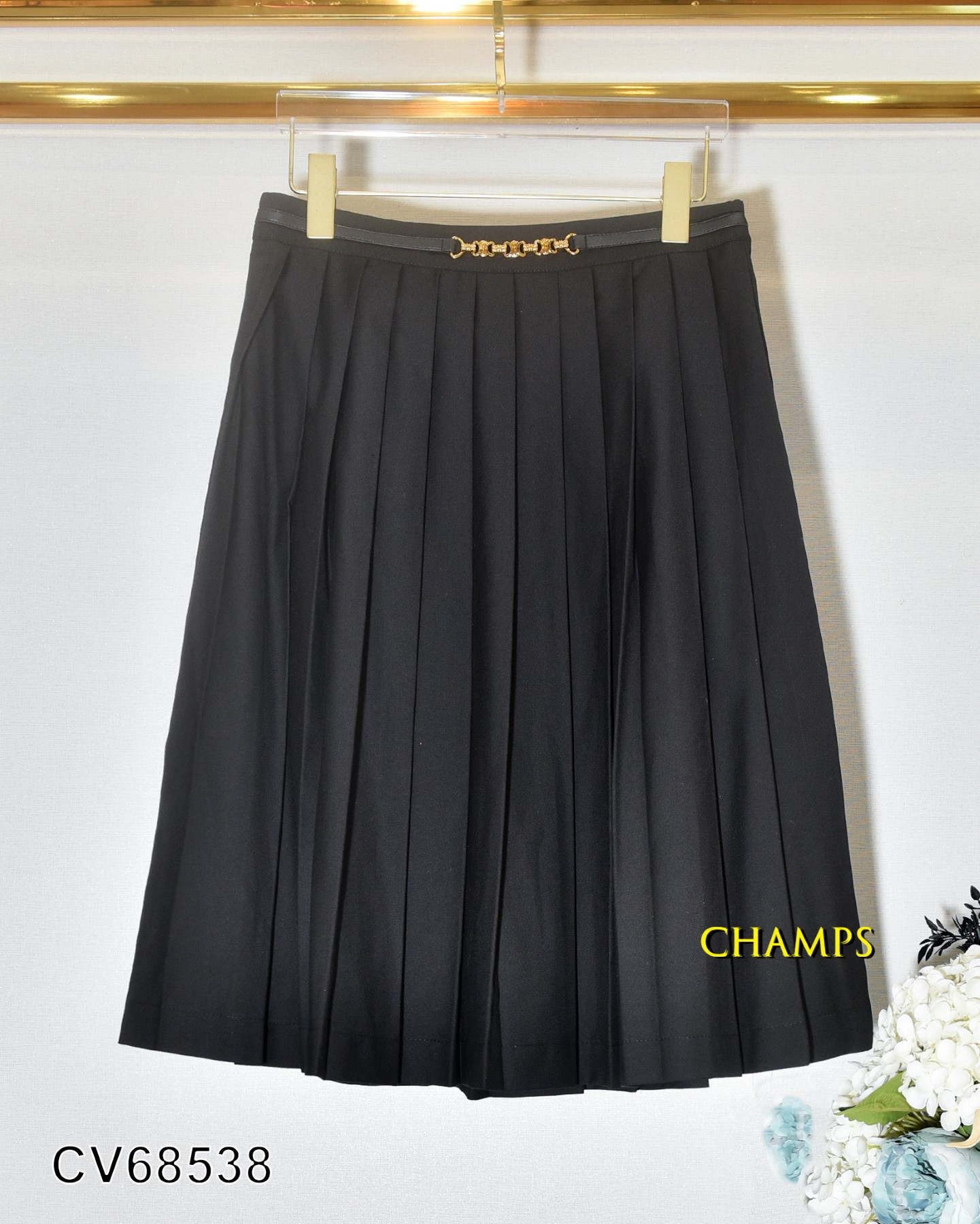 CHÂN VÁY ĐEN XẾP LY KHOEN DÀI 68538